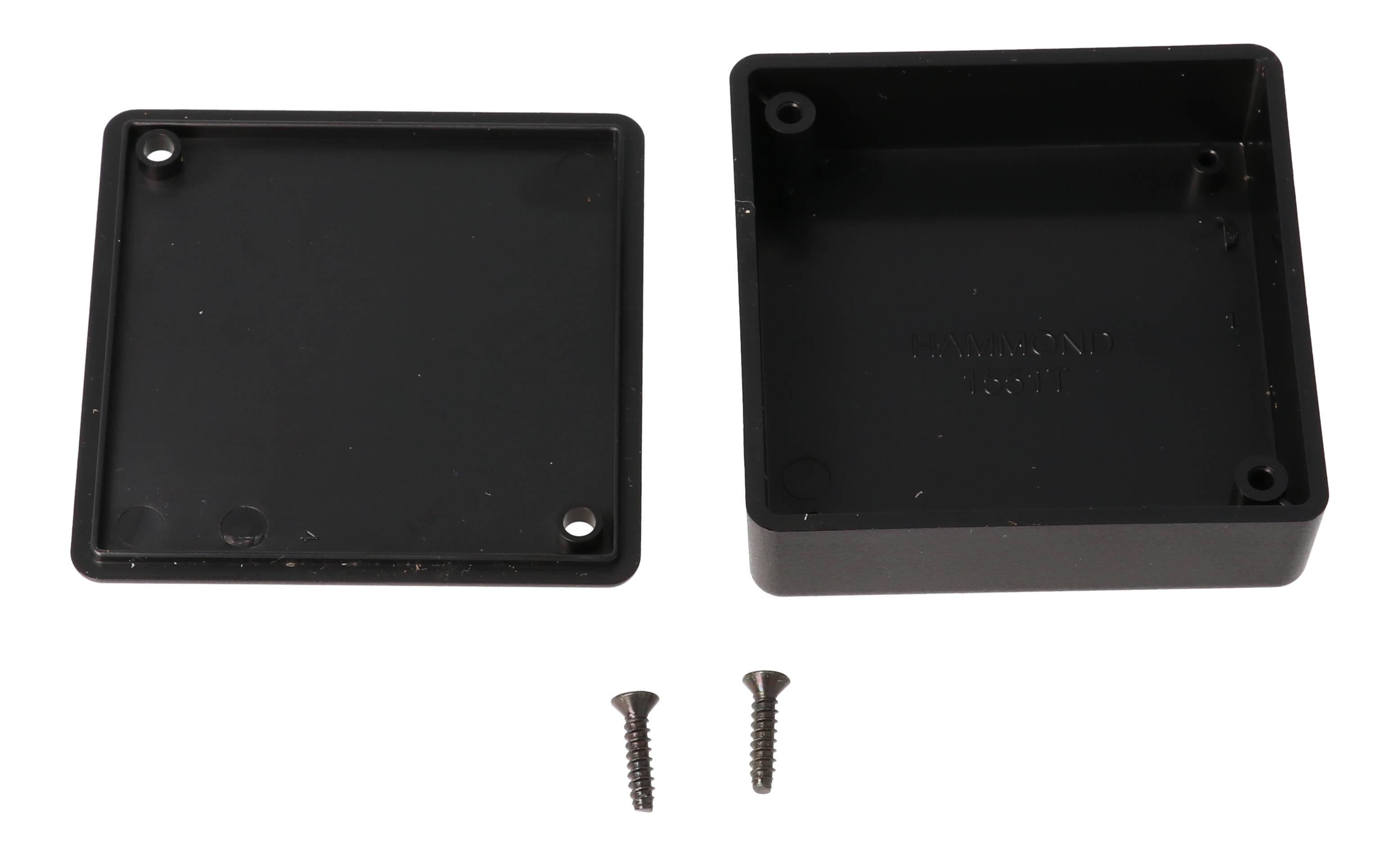 1551TBK black ABS plastic miniature enclosure, 60 x 60 x 20 mm, with lid