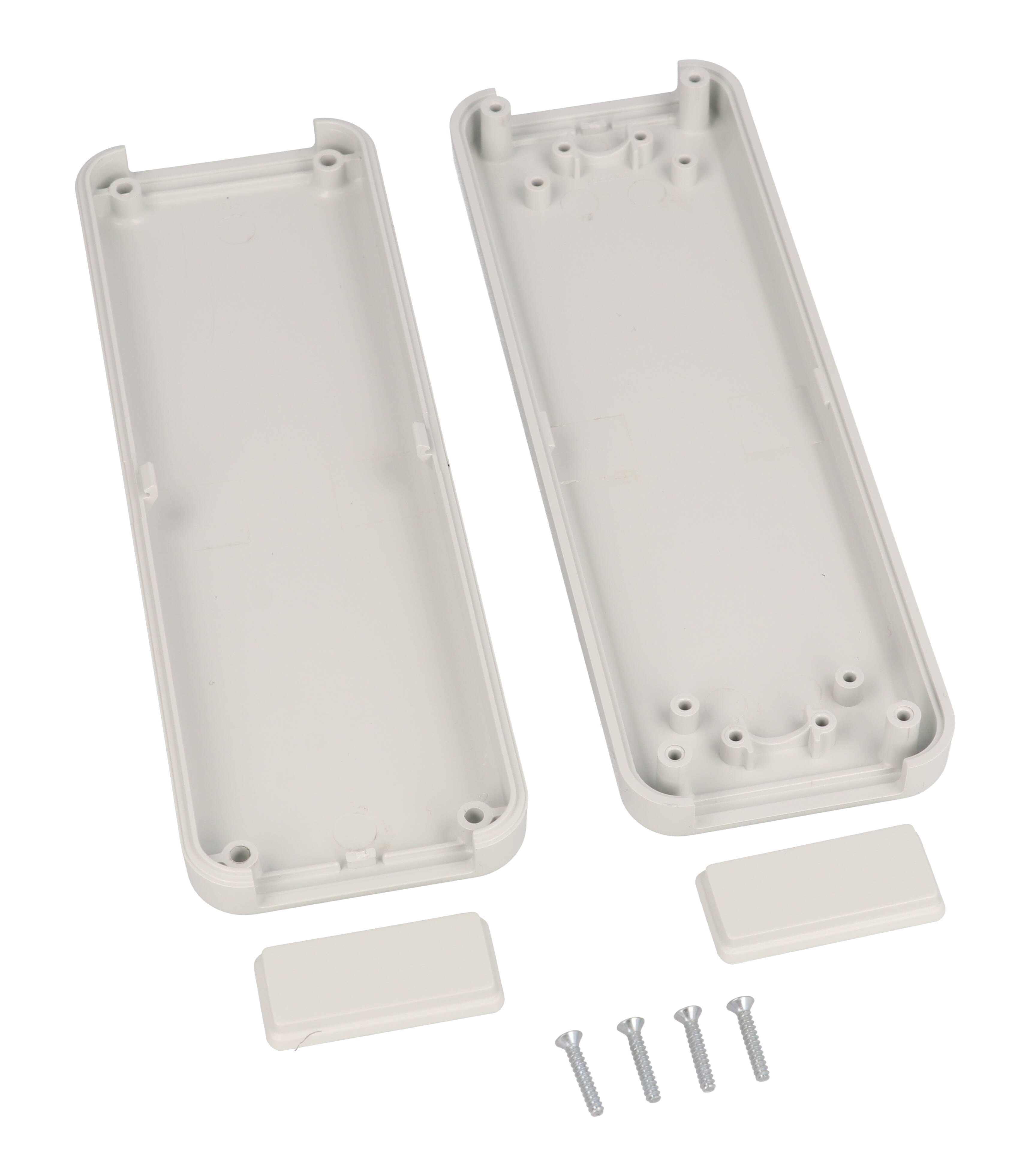 1552C5GY light gray 150 x 50 x 22 mm hand-held ABS plastic enclosure with recessed top and removable end panels