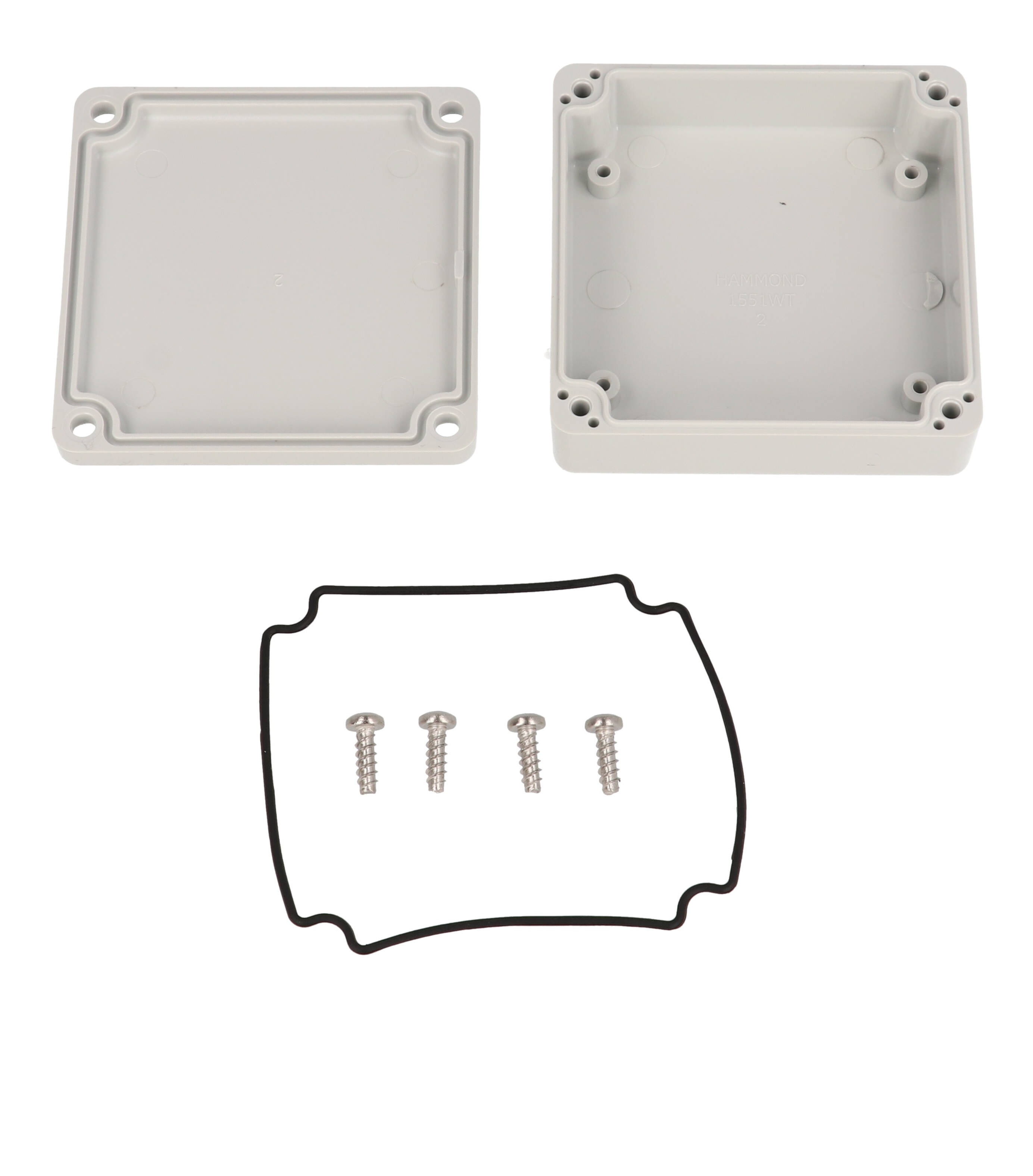 1551WTGY light gray 60 x 60 x 22 mm square watertight polycarbonate enclosure