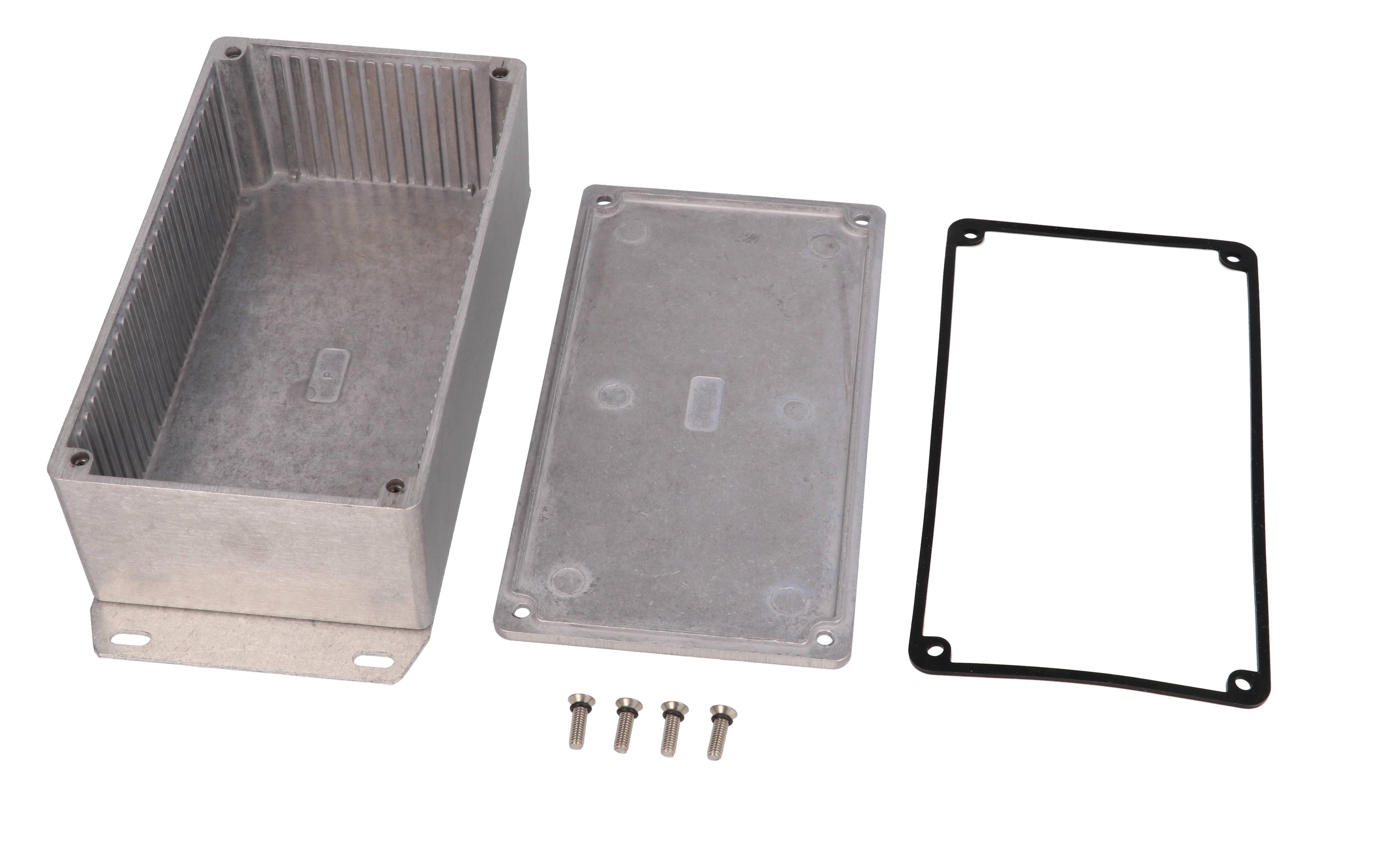 1590WPF natural water-tight diecast aluminum enclosure with welded mounting flange