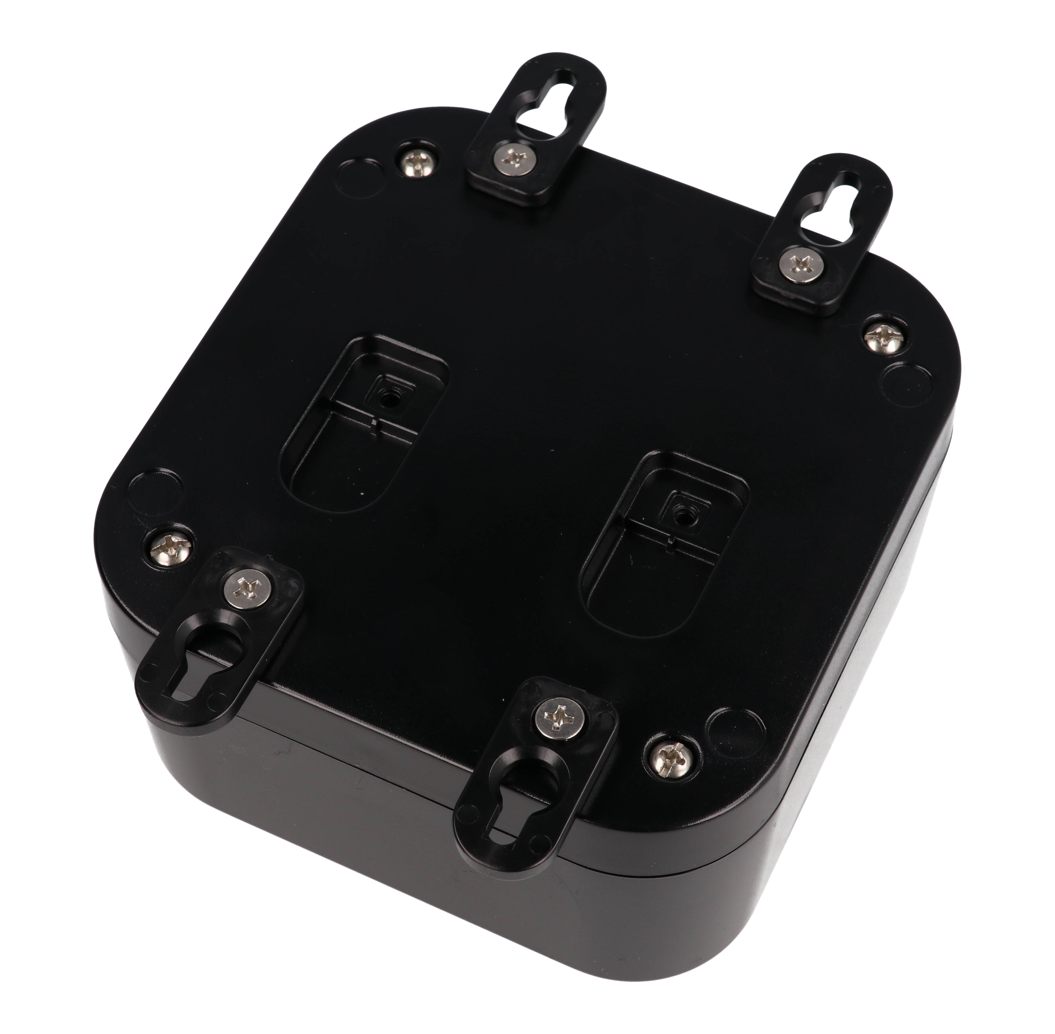 1557DA2BK black polycarbonate deep watertight enclosure, 120 x 120 x 70 mm, with rounded corners