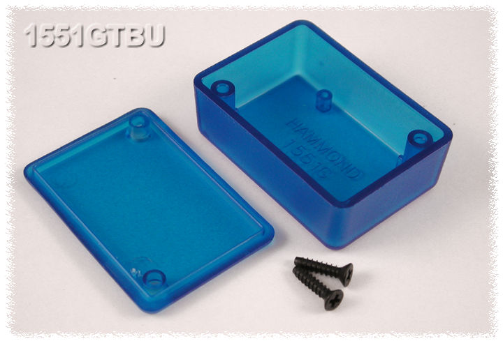 Hammond 1551GTBU translucent blue ABS plastic miniature enclosure, 50 x 35 x 20 mm