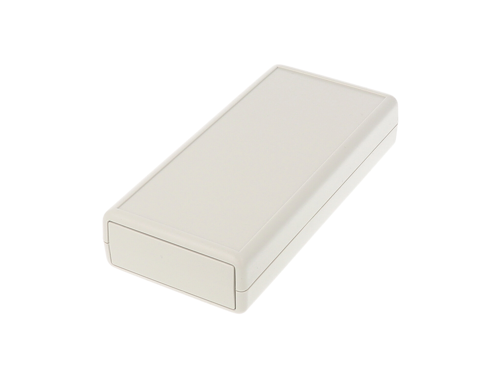 1593XGY light gray ABS double-ended hand held enclosure, 140 x 66 x 28 mm, with end panels