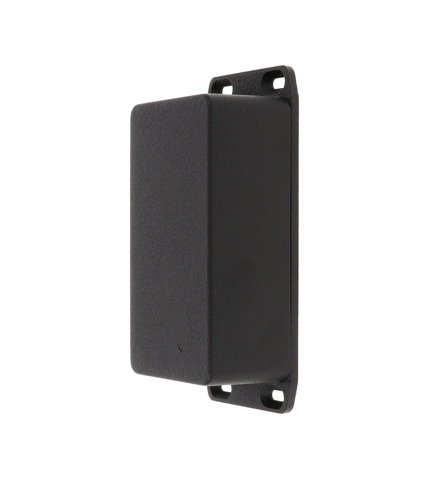1590BSFLBK black textured diecast aluminum enclosure with flanged mounting lid