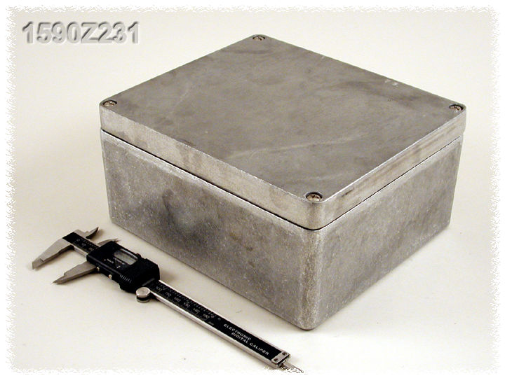 1590Z231 natural 200 x 230 x 110 mm diecast aluminum enclosure with lid and recessed screws