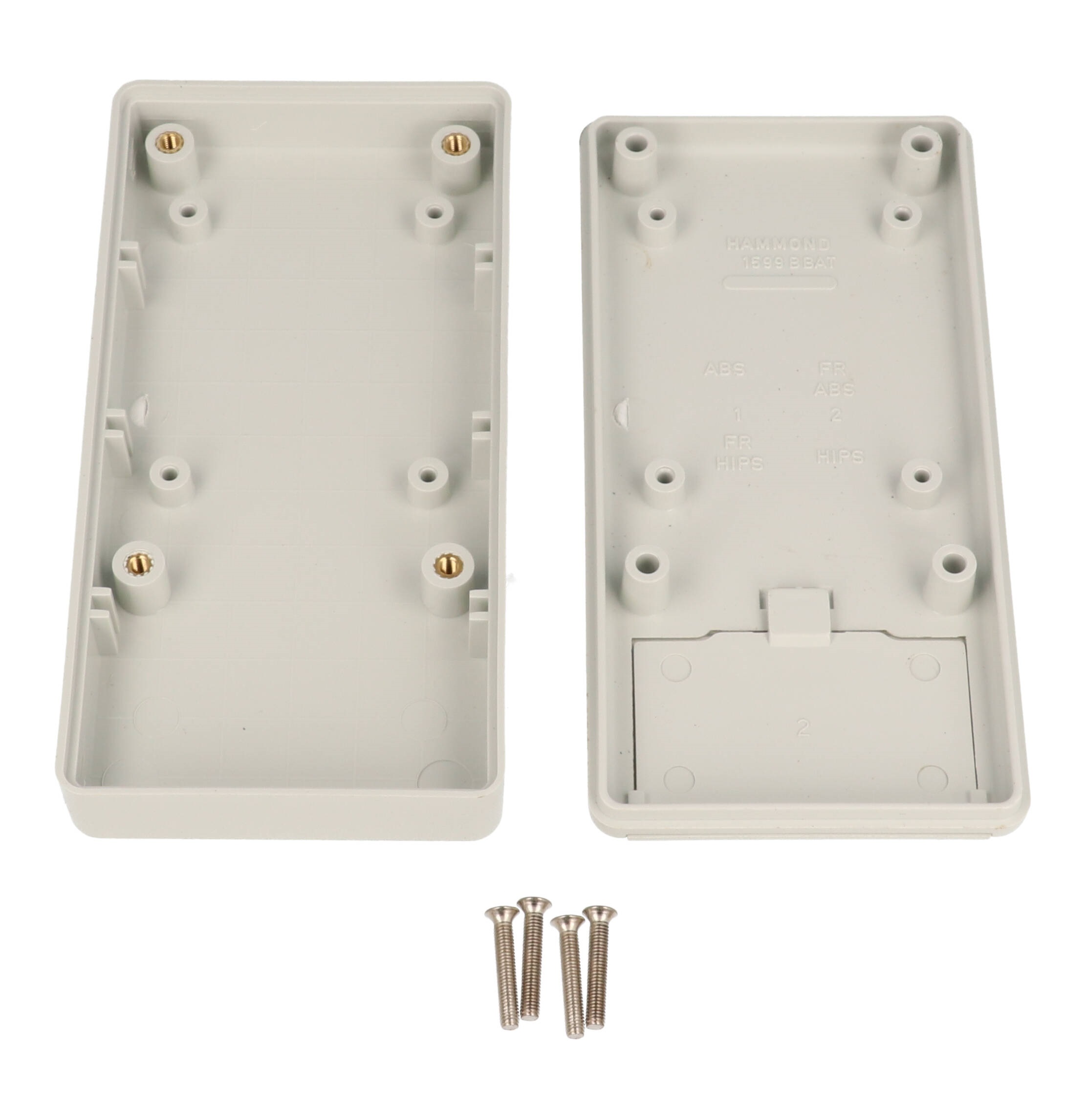 1599BGYBAT light grey flame retardant ABS handheld enclosure with battery door