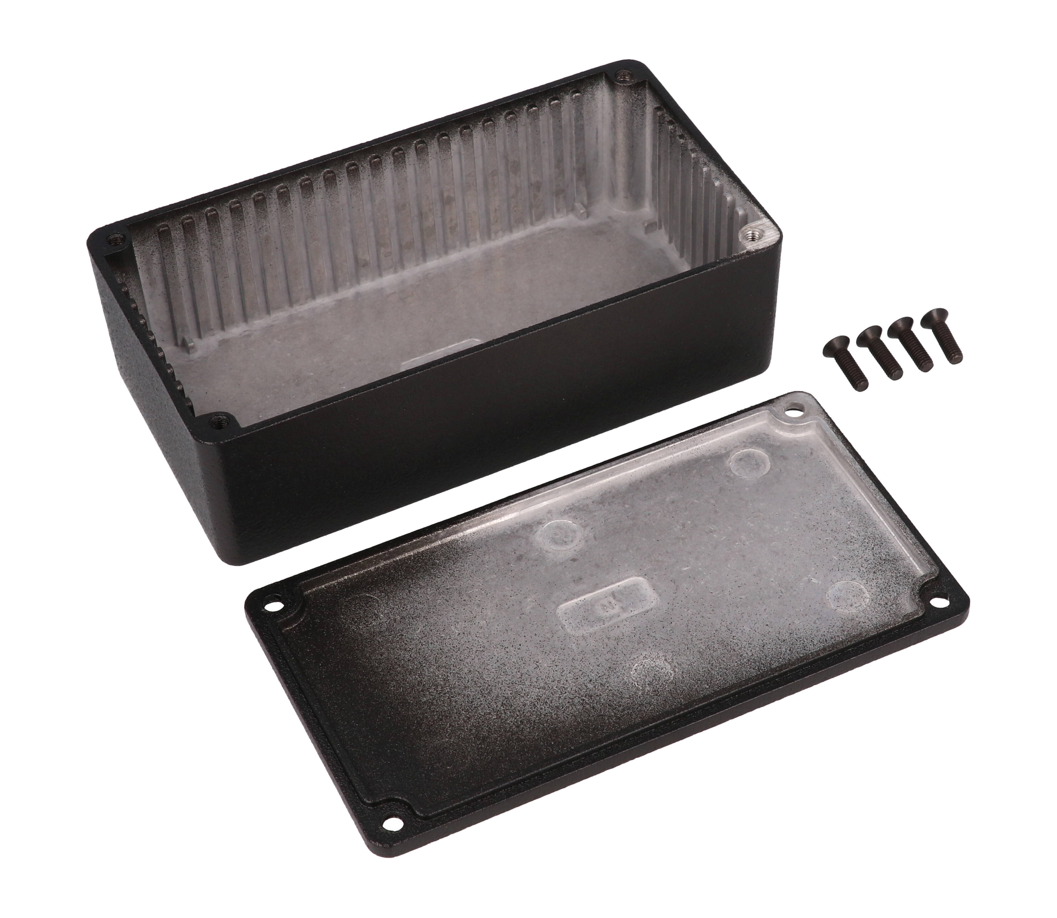 1590NBK black powder coated diecast aluminum enclosure, 121 x 66 x 40 mm