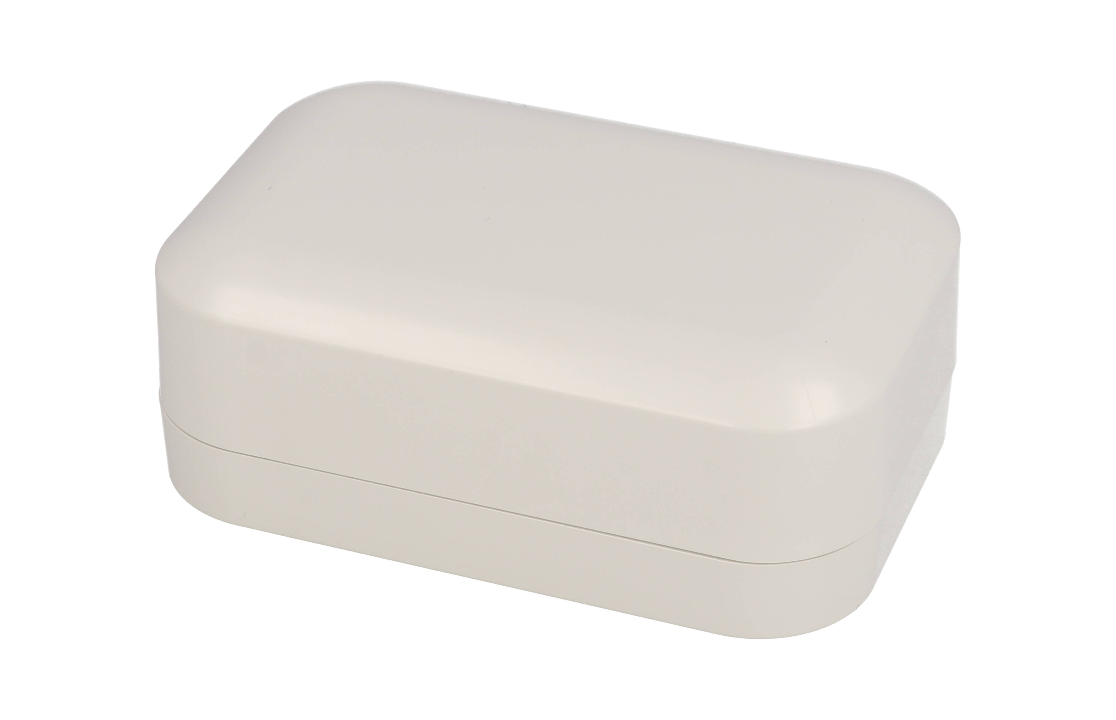 1556CGY light gray flame-retardant ABS 120 x 80 x 45 mm desktop and wall-mount enclosure with rounded corners
