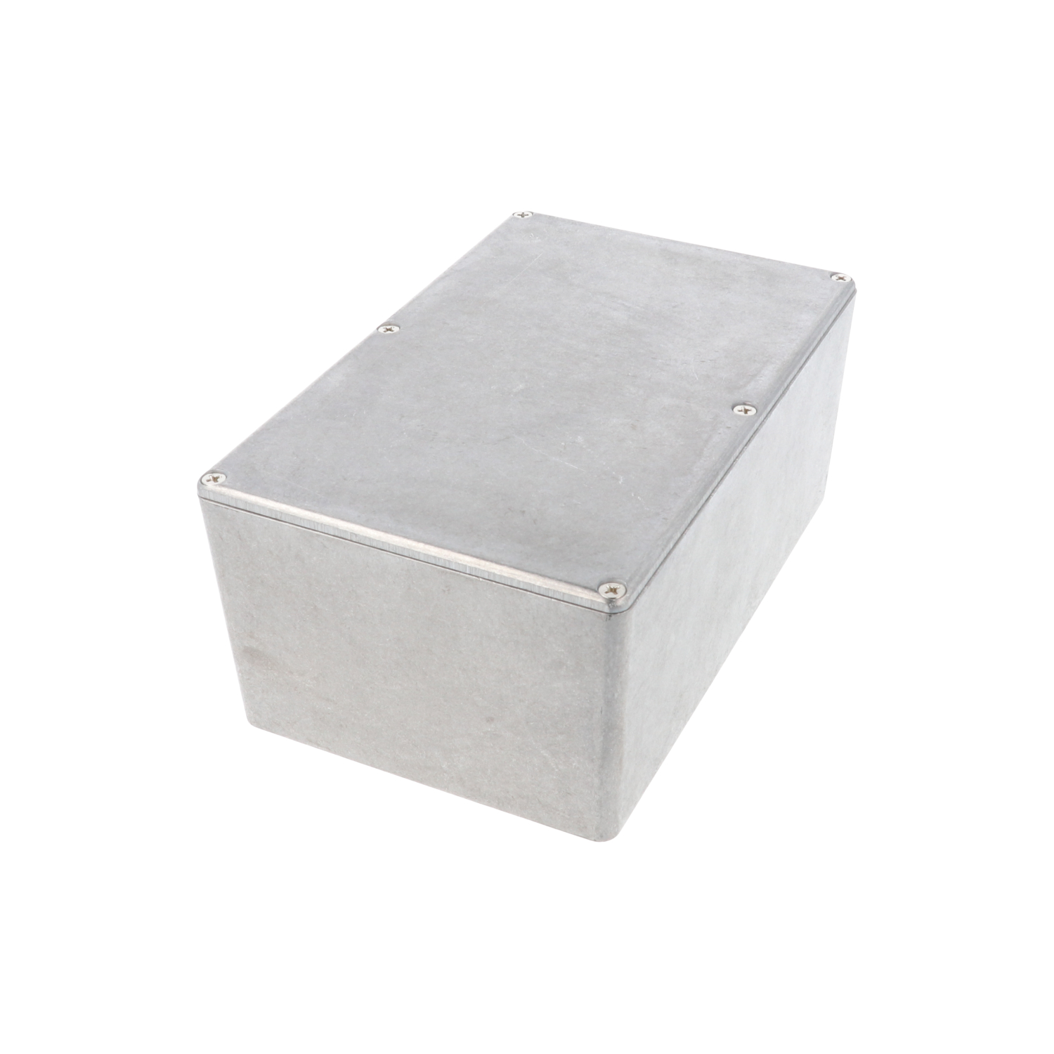 1590E natural diecast aluminum enclosure, 188 x 120 x 82 mm, with lid and six cover screws