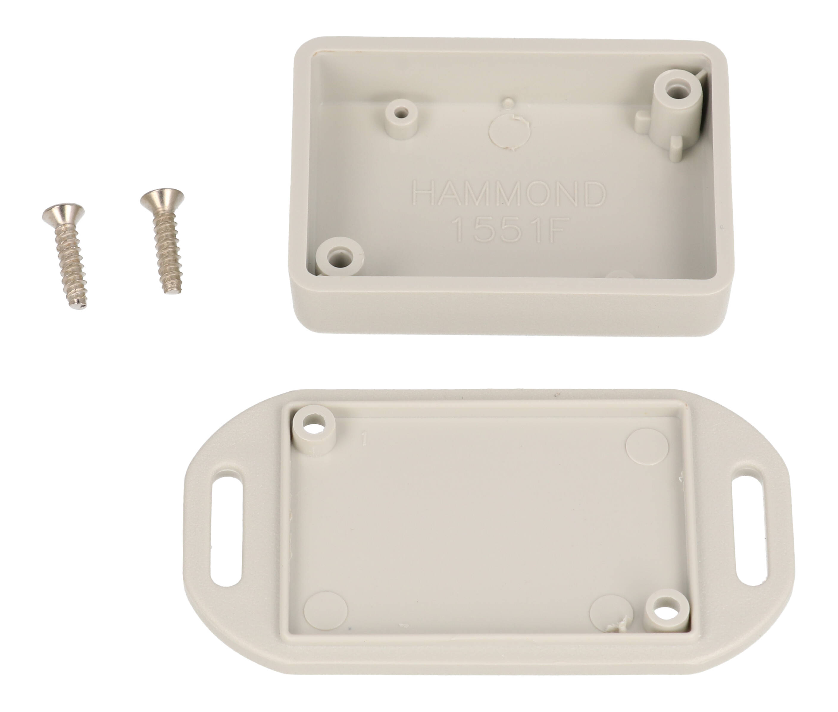 1551FFLGY gray ABS miniature enclosure with flanged lid, 50 x 35 x 15 mm