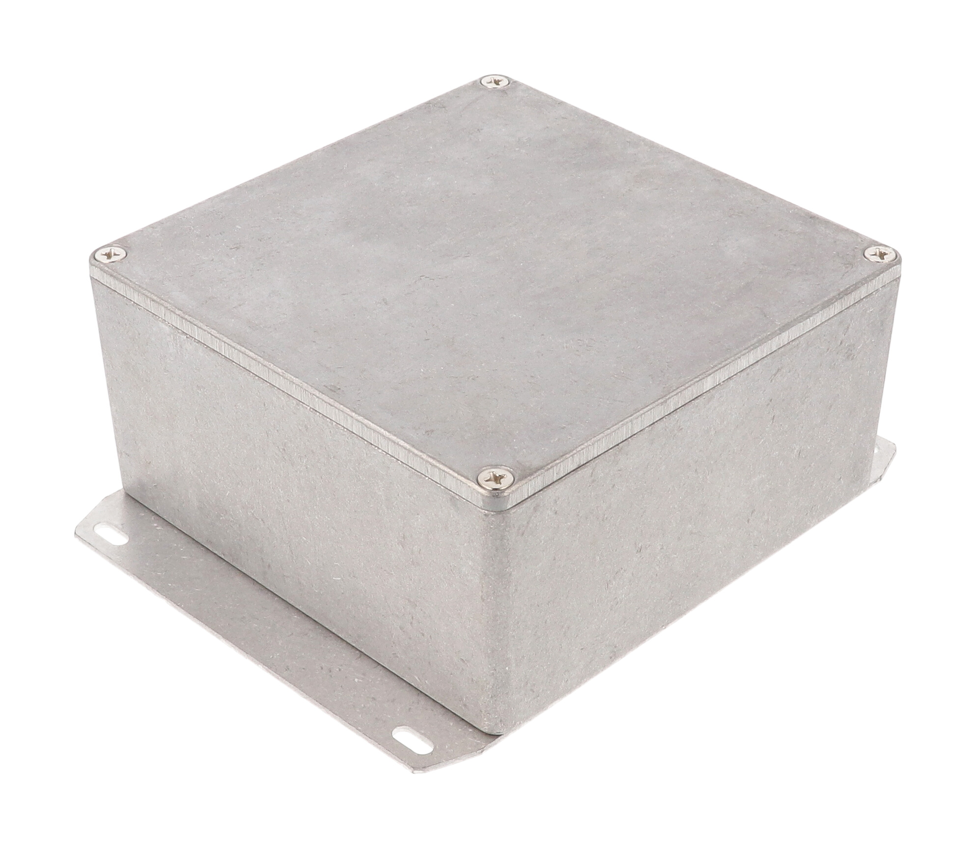 1590UF natural aluminum square diecast aluminum enclosure with flanged bottom plate