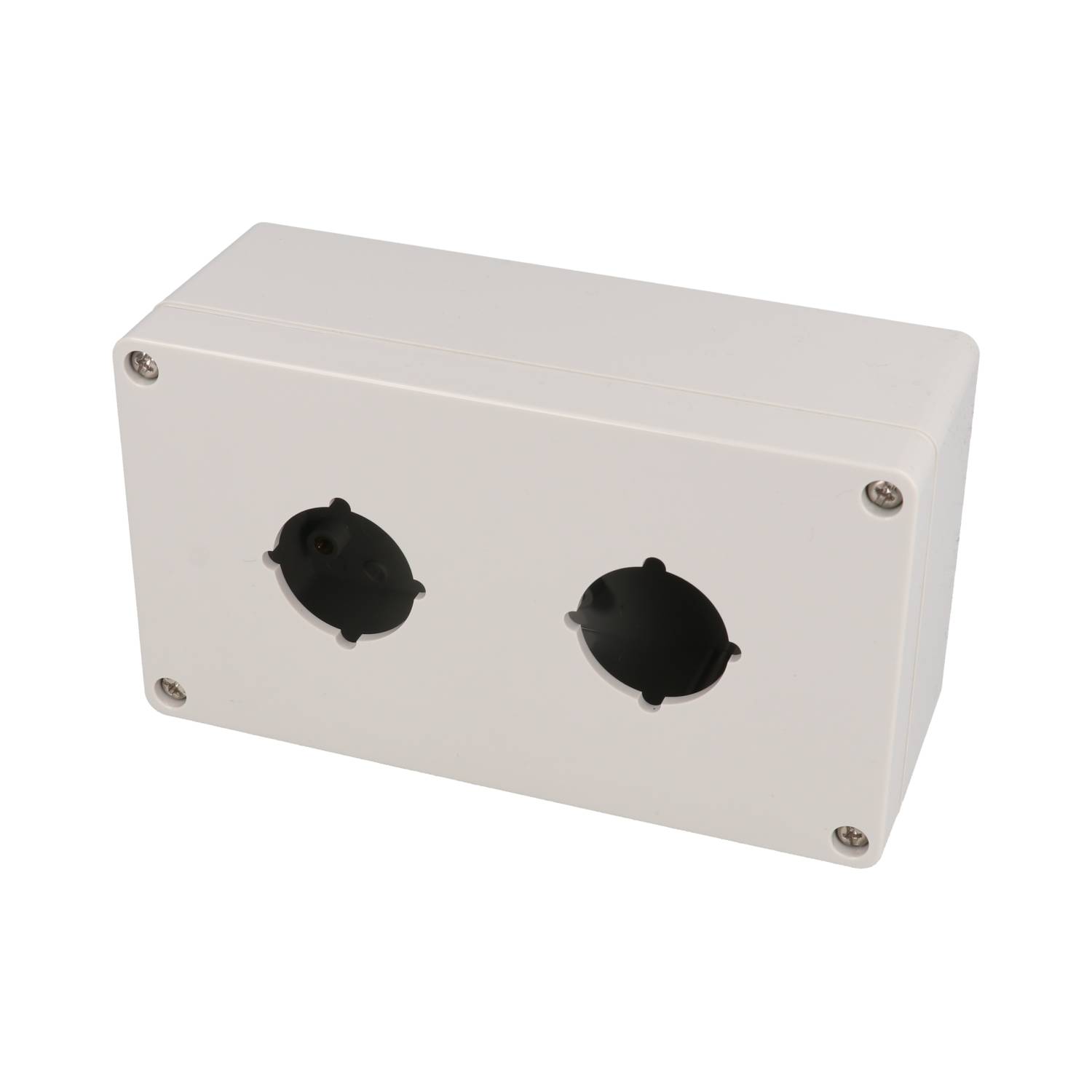 1554PB2 light gray polycarbonate two-hole 30.5mm pushbutton enclosure