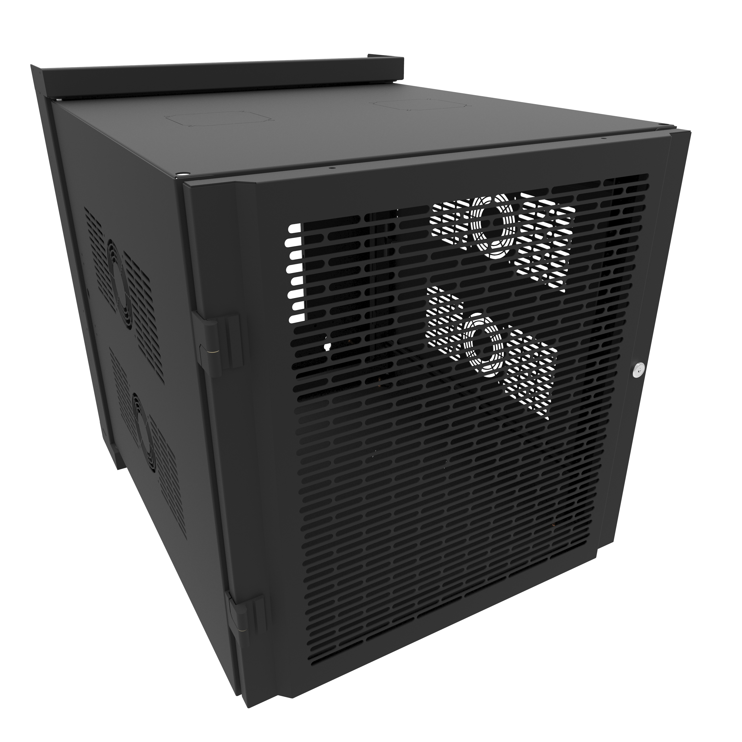 Hammond HWM2412U26BK 12U black swing-out wall-mount rack cabinet with vented front door
