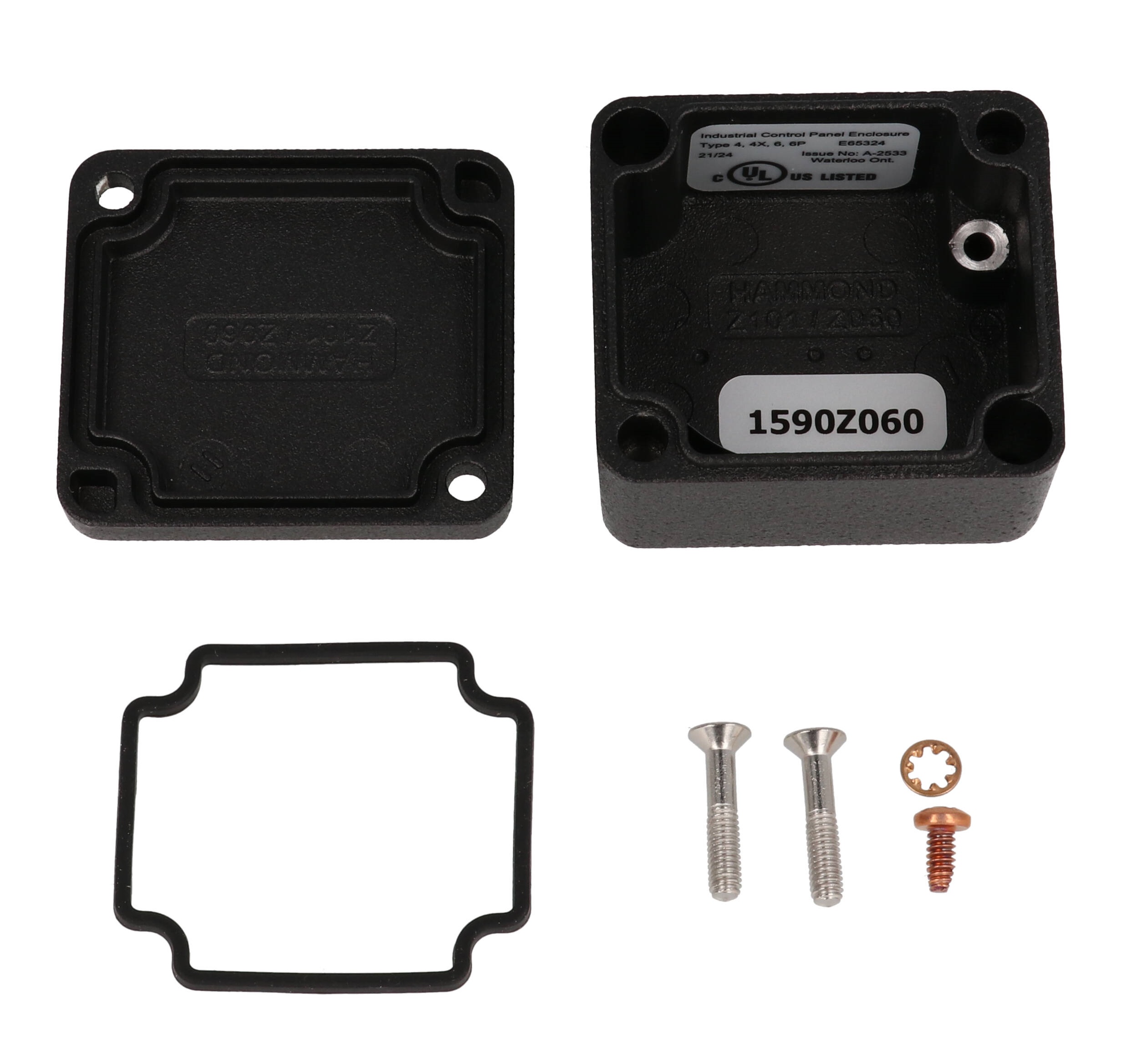 1590Z060BK black textured diecast aluminum watertight enclosure