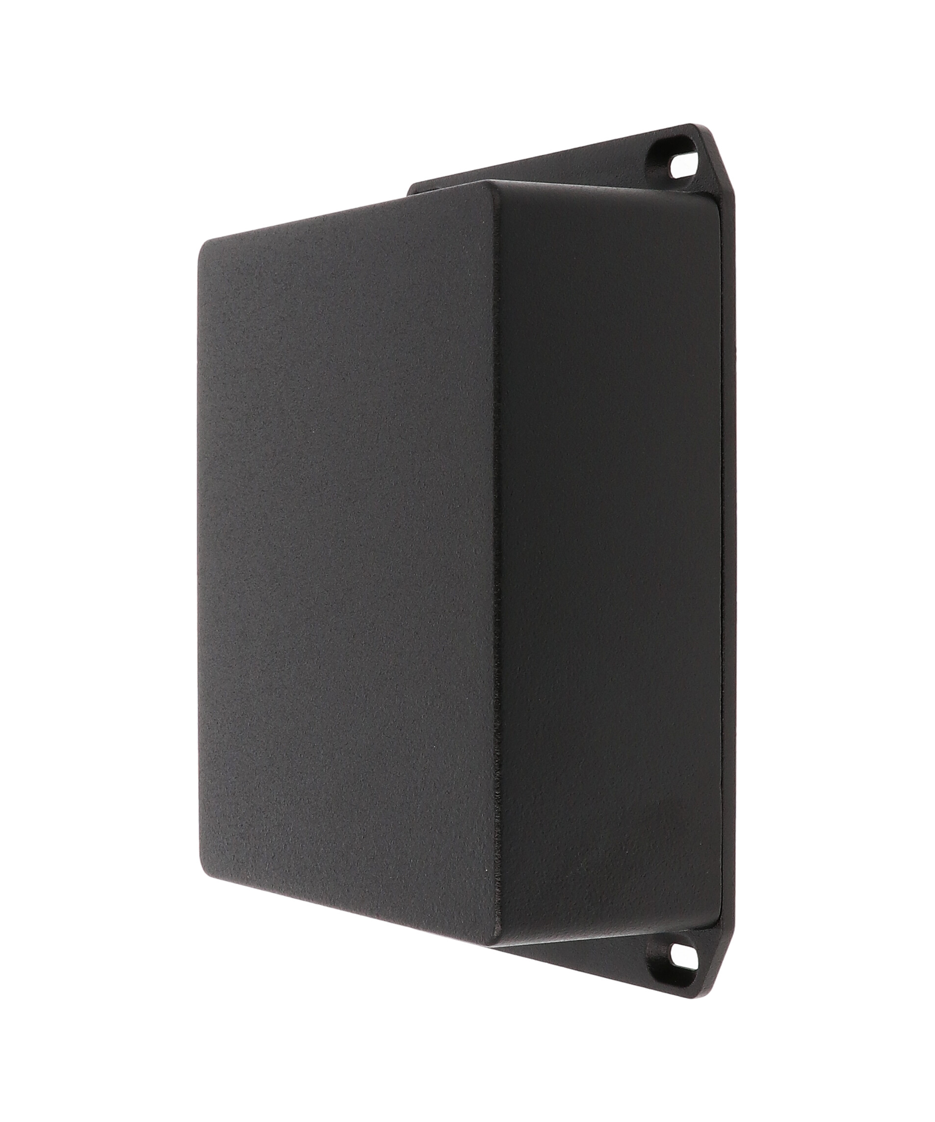 1590XFLBK textured black diecast aluminum enclosure with integrated flanged lid