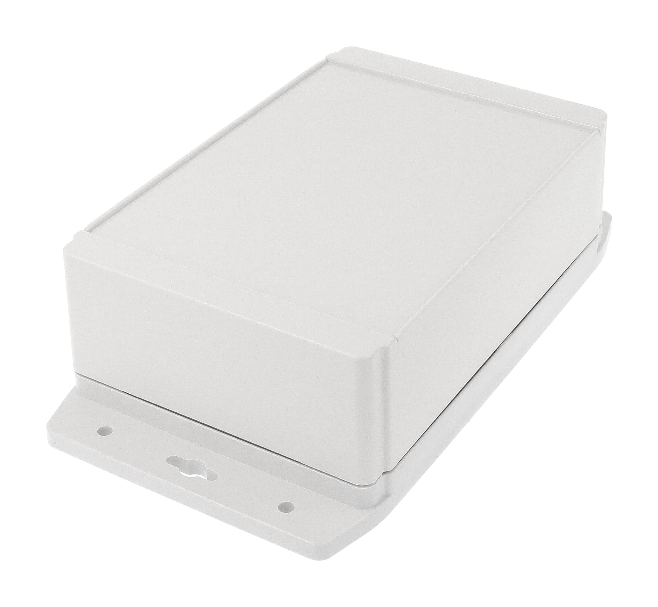 1555H2F42GY grey polycarbonate flanged deep NEMA 4X enclosure, 180 x 120 x 62 mm