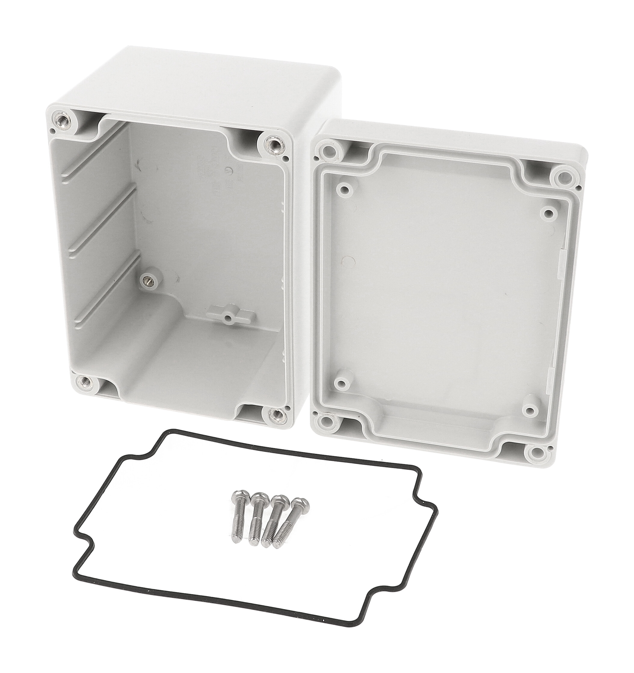 1555GGY light gray ABS watertight enclosure with styled lid, 120 x 90 x 81 mm