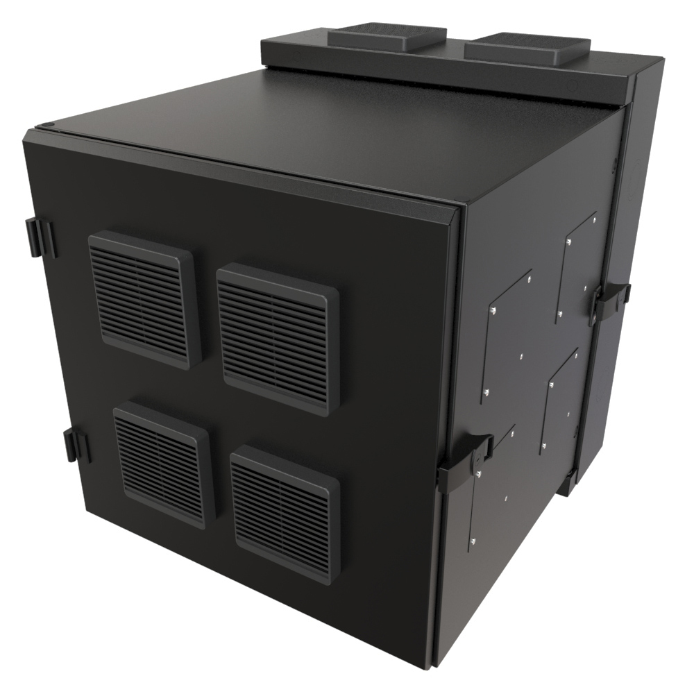 Hammond HWC2418U35BK 18U swing-out wall-mount rack cabinet in RAL9005 black, 24 in wide and 35 in deep, shown without door — view 8
