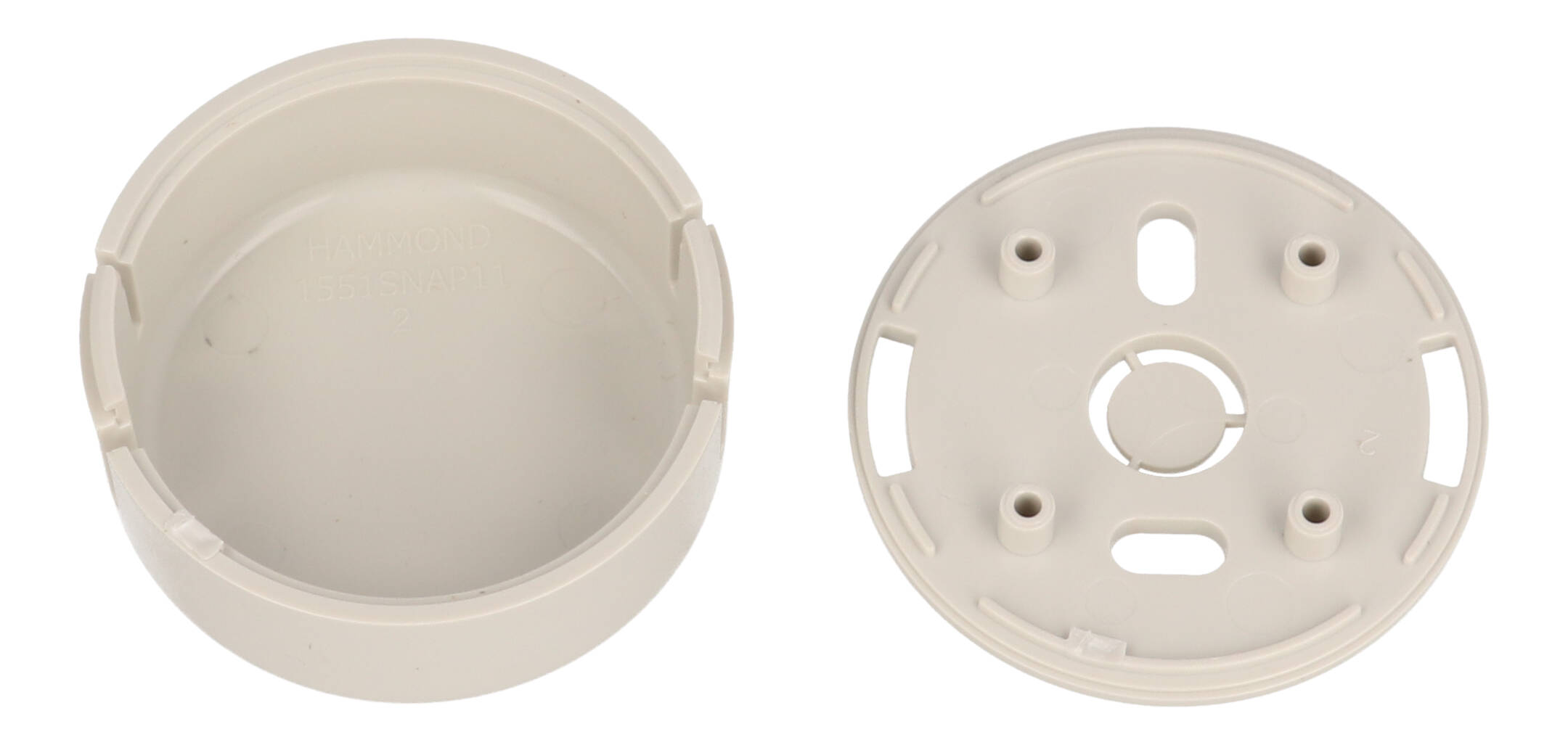 1551SNAP11GY light gray round ABS snap-fit miniature enclosure, 45 mm diameter x 20 mm