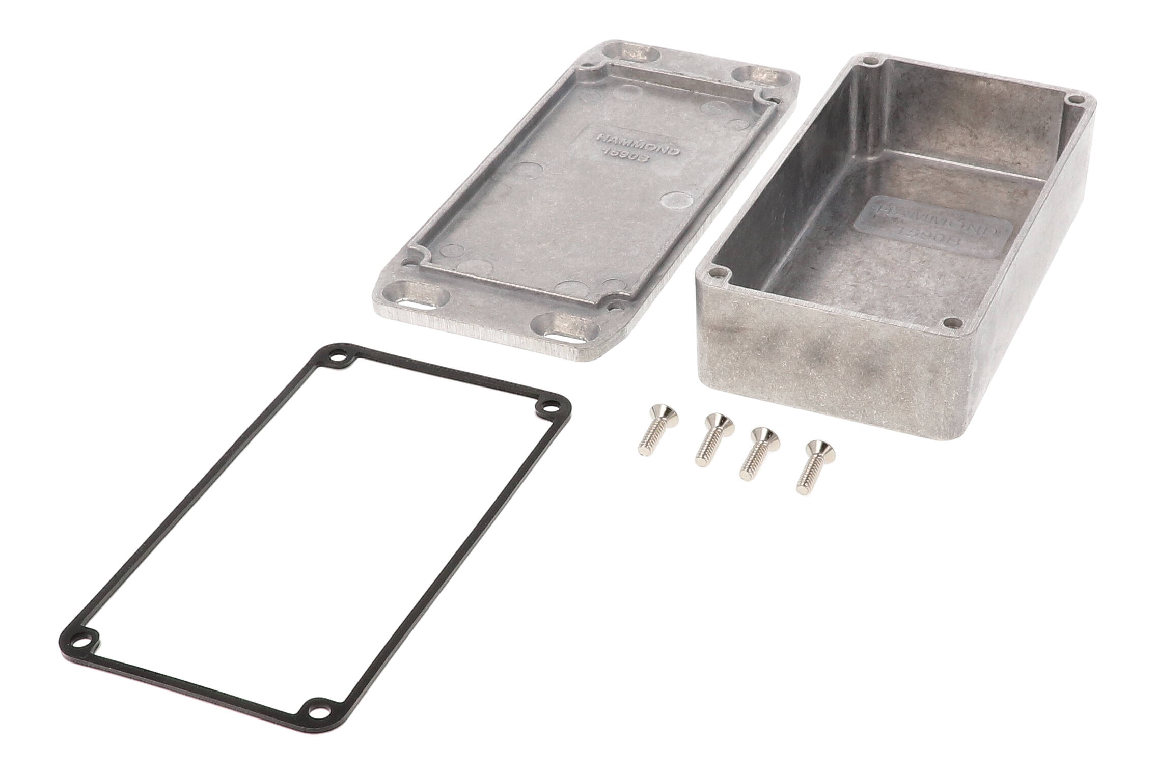 1590WBFL natural aluminum water-tight diecast enclosure with flanged wall-mounting lid