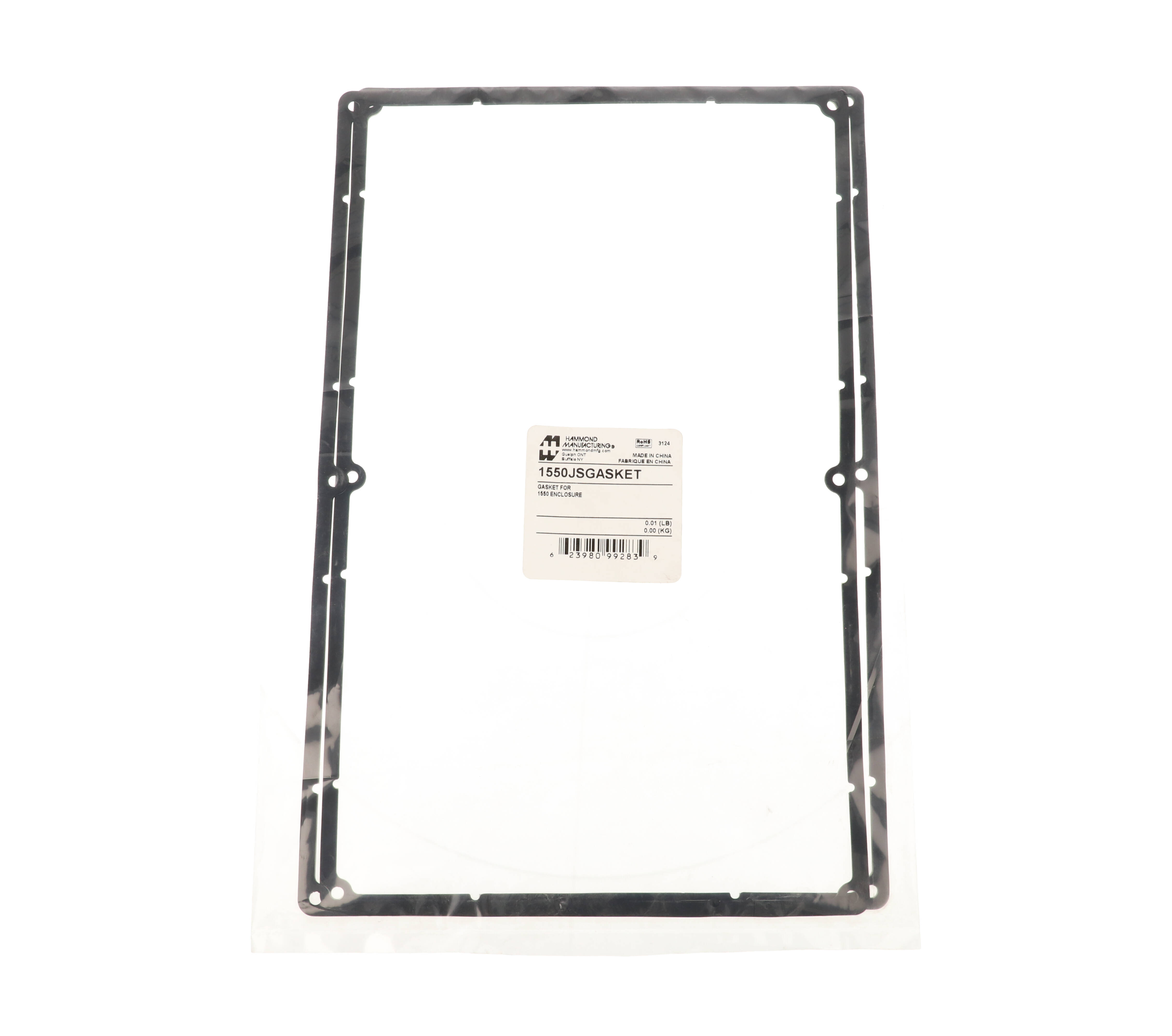 1550JSGASKET IP67 silicone gasket kit, two pre-formed adhesive-backed lid gaskets for 1550J diecast enclosures
