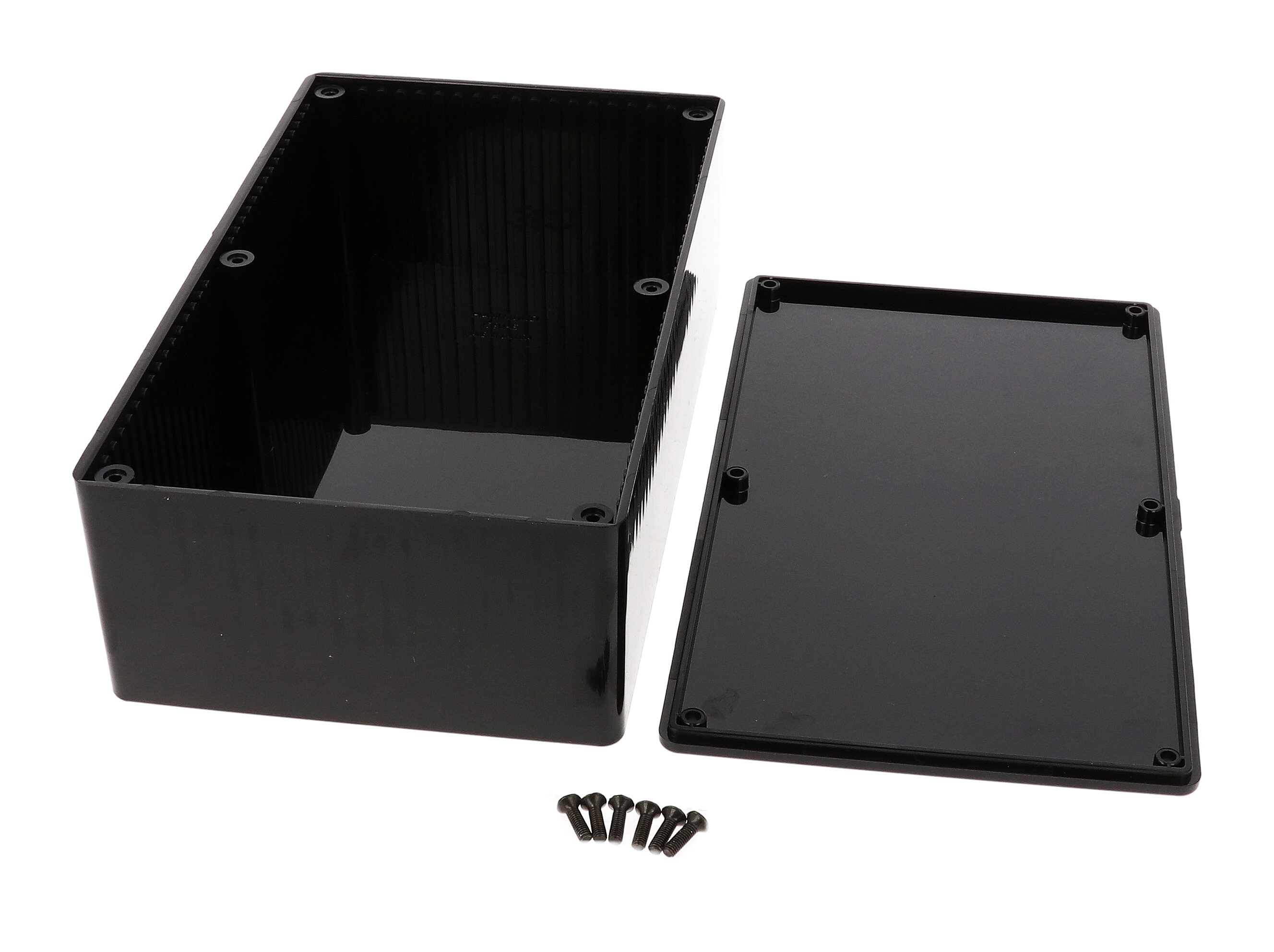 1591ESBK black general purpose ABS enclosure with lid, 190 x 111 x 61 mm