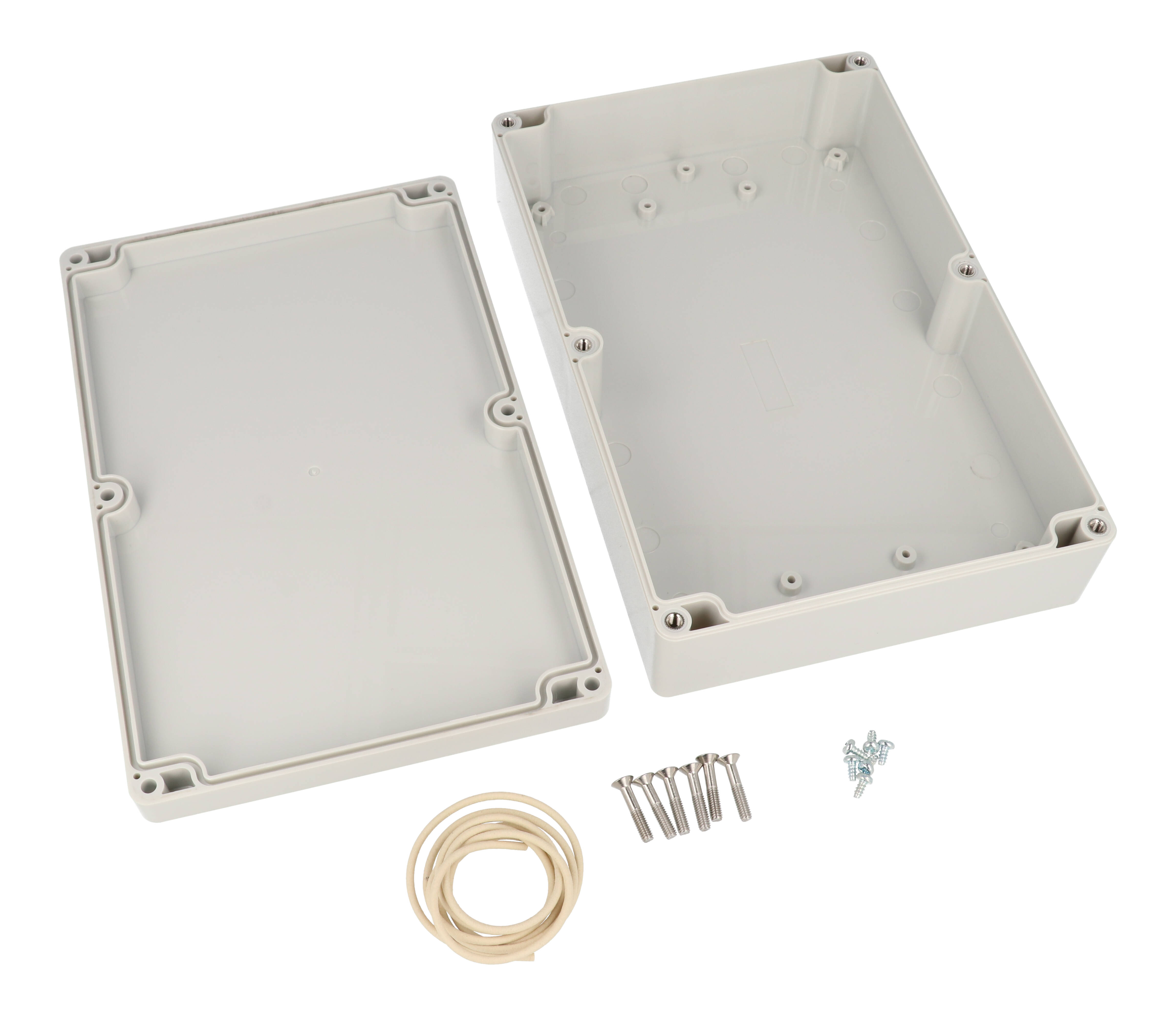 RZ0218 large light gray polycarbonate water-tight enclosure, 222 x 146 x 55 mm