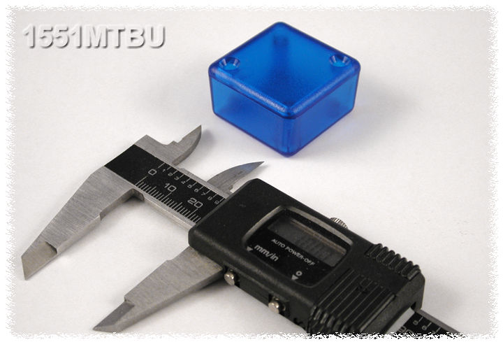 1551MTBU translucent blue ABS square miniature enclosure, 35 x 35 x 20 mm