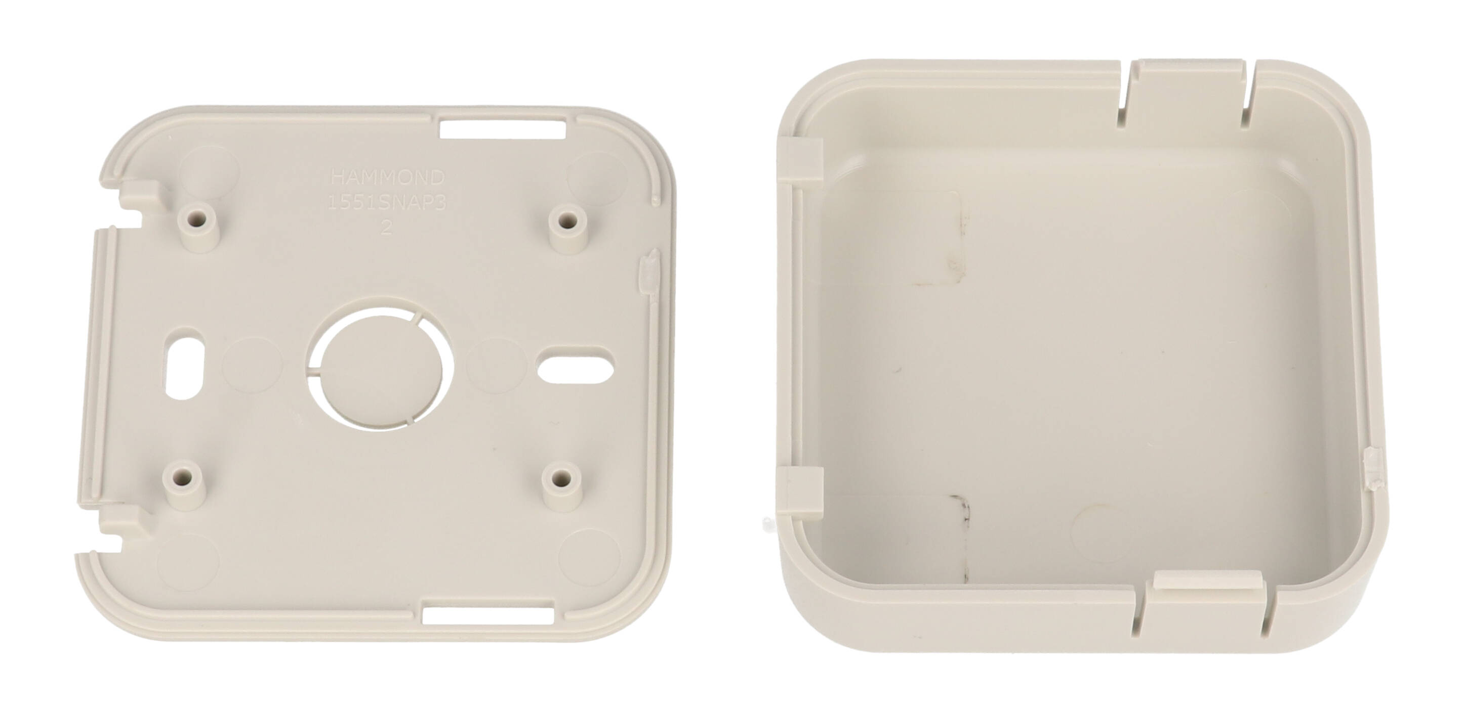 1551SNAP3GY light gray square ABS snap-fit miniature enclosure, 60 x 60 mm x 20 mm