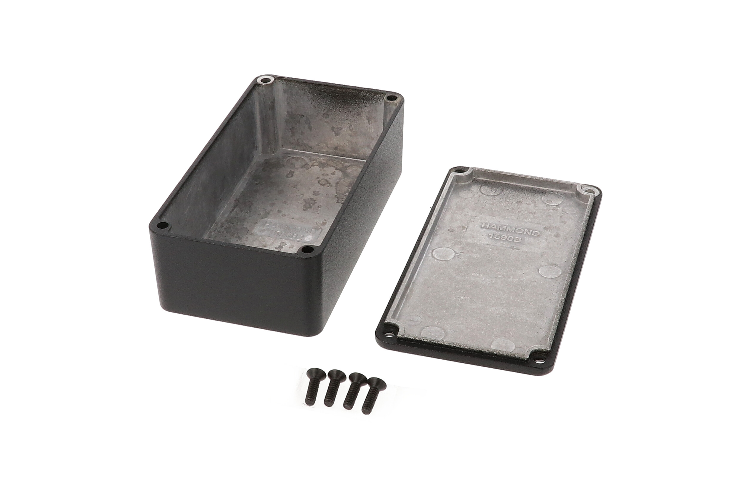 1590B2BK textured black diecast aluminum enclosure, 112 x 61 x 38 mm