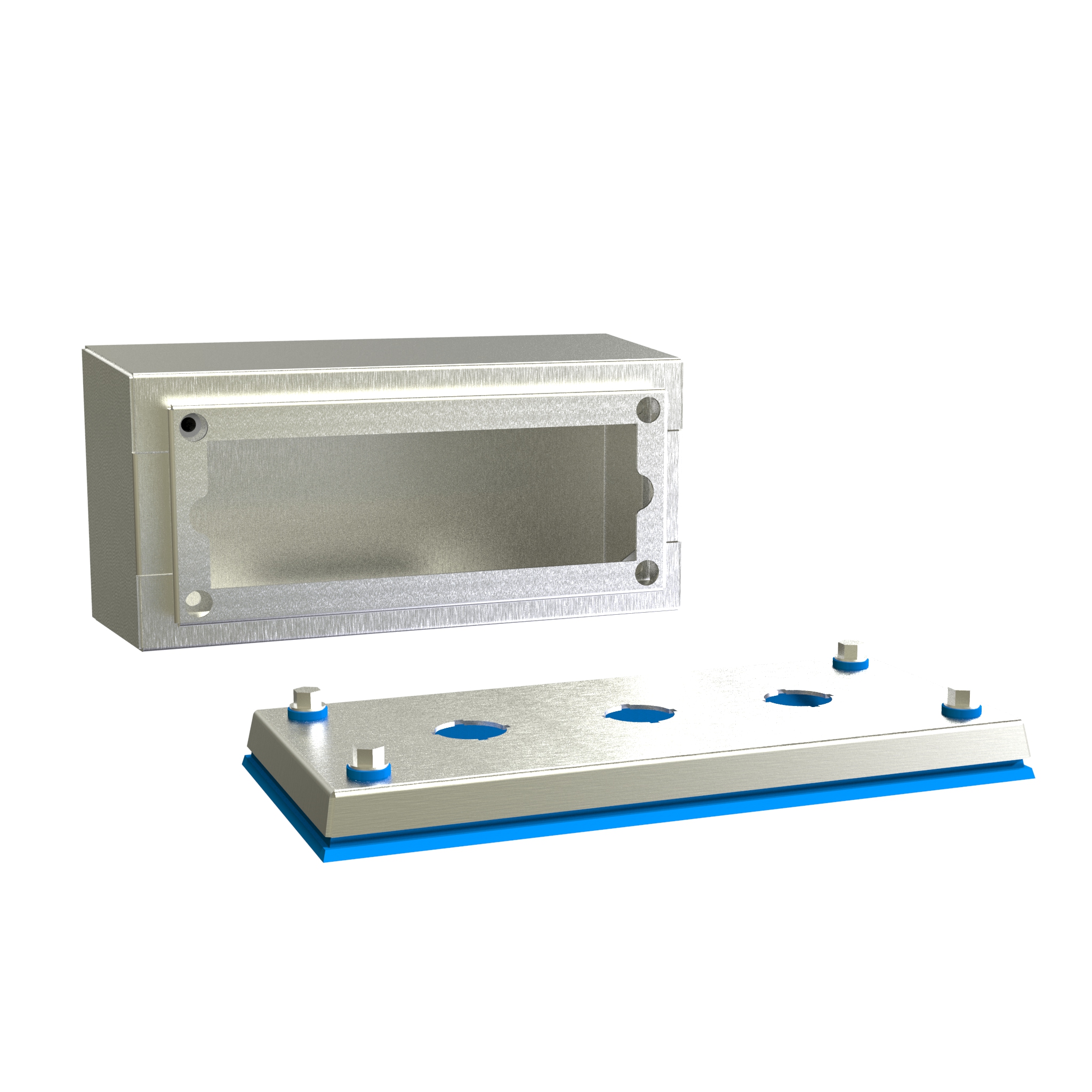 HYMPB3SS hygienic stainless steel three-hole 22mm pushbutton enclosure with 3 degree sloped sides