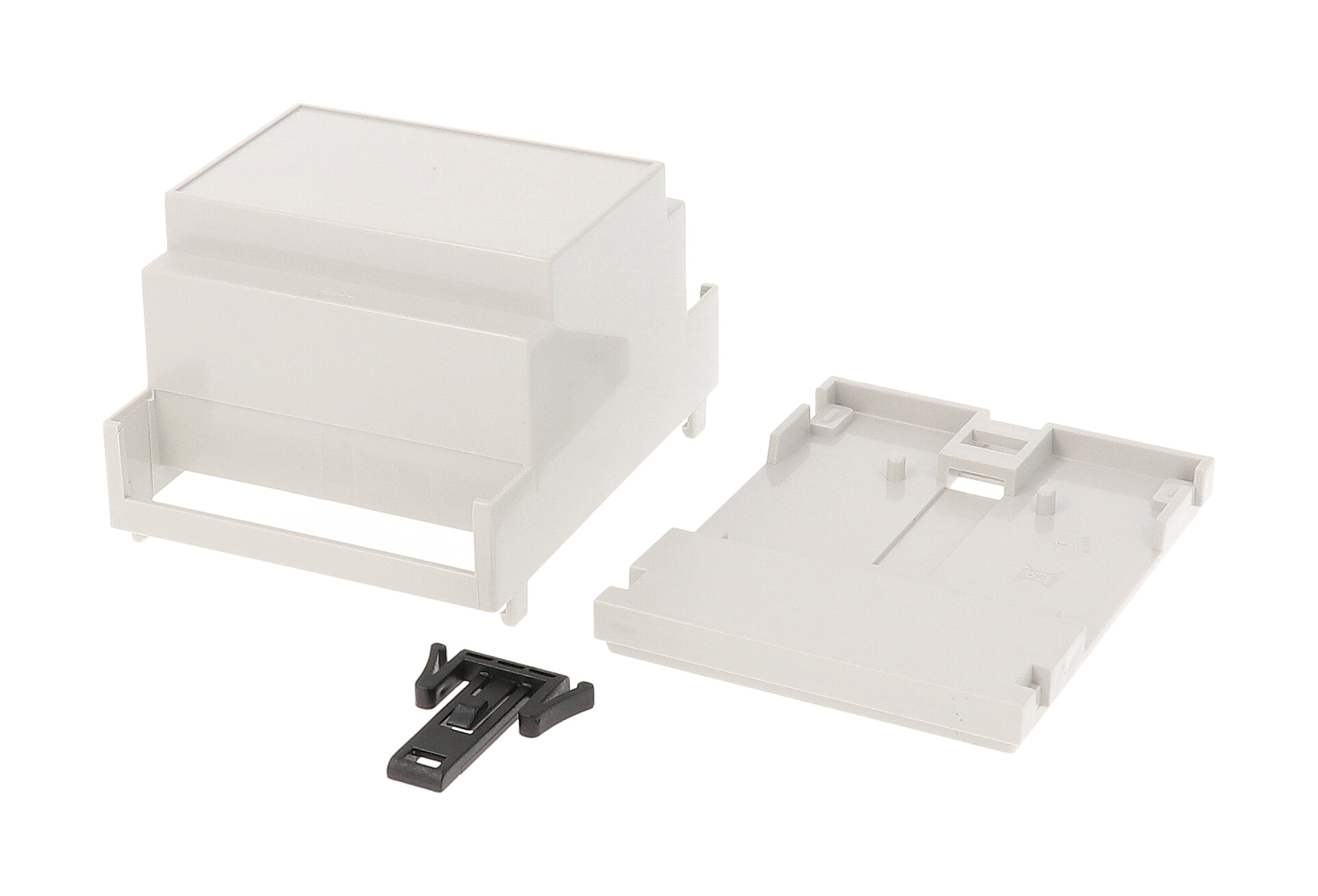 1597DIN4MC53 light grey DIN 4 closed-top DIN rail enclosure with closed terminals