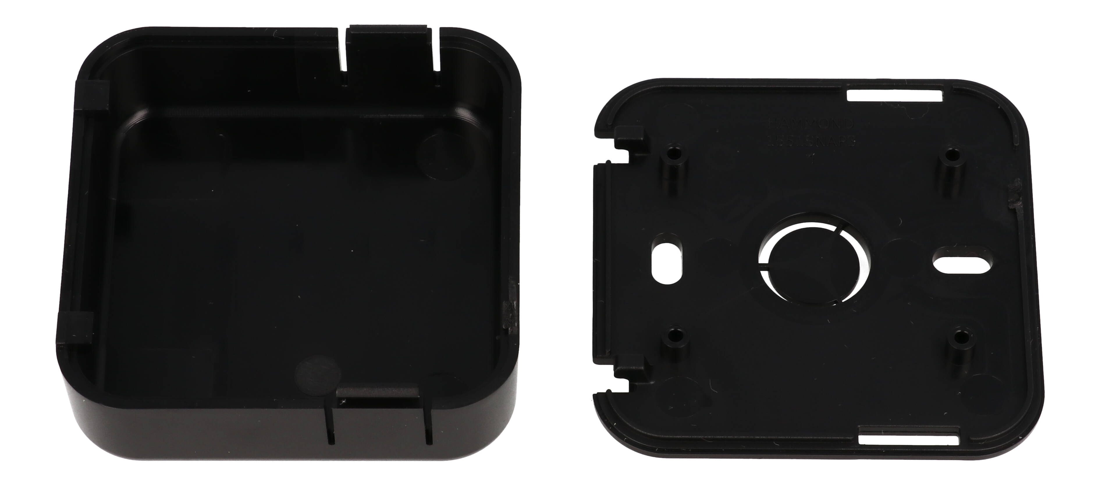 1551SNAP3BK black square ABS snap-fit miniature enclosure, 60 x 60 mm x 20 mm