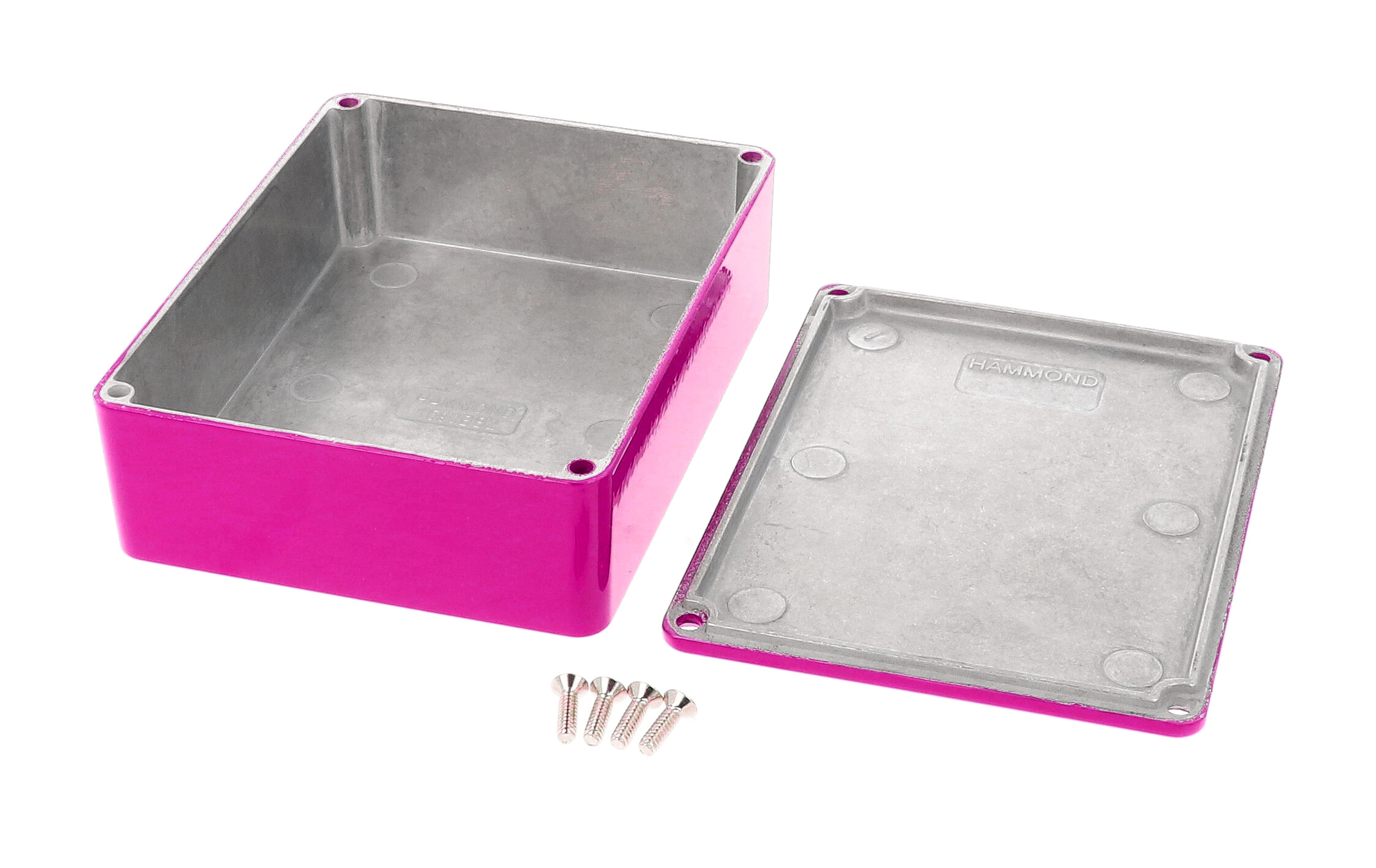 1590BB2PR purple powder coated diecast aluminum stomp box enclosure, 120 x 94 x 38 mm, with lid