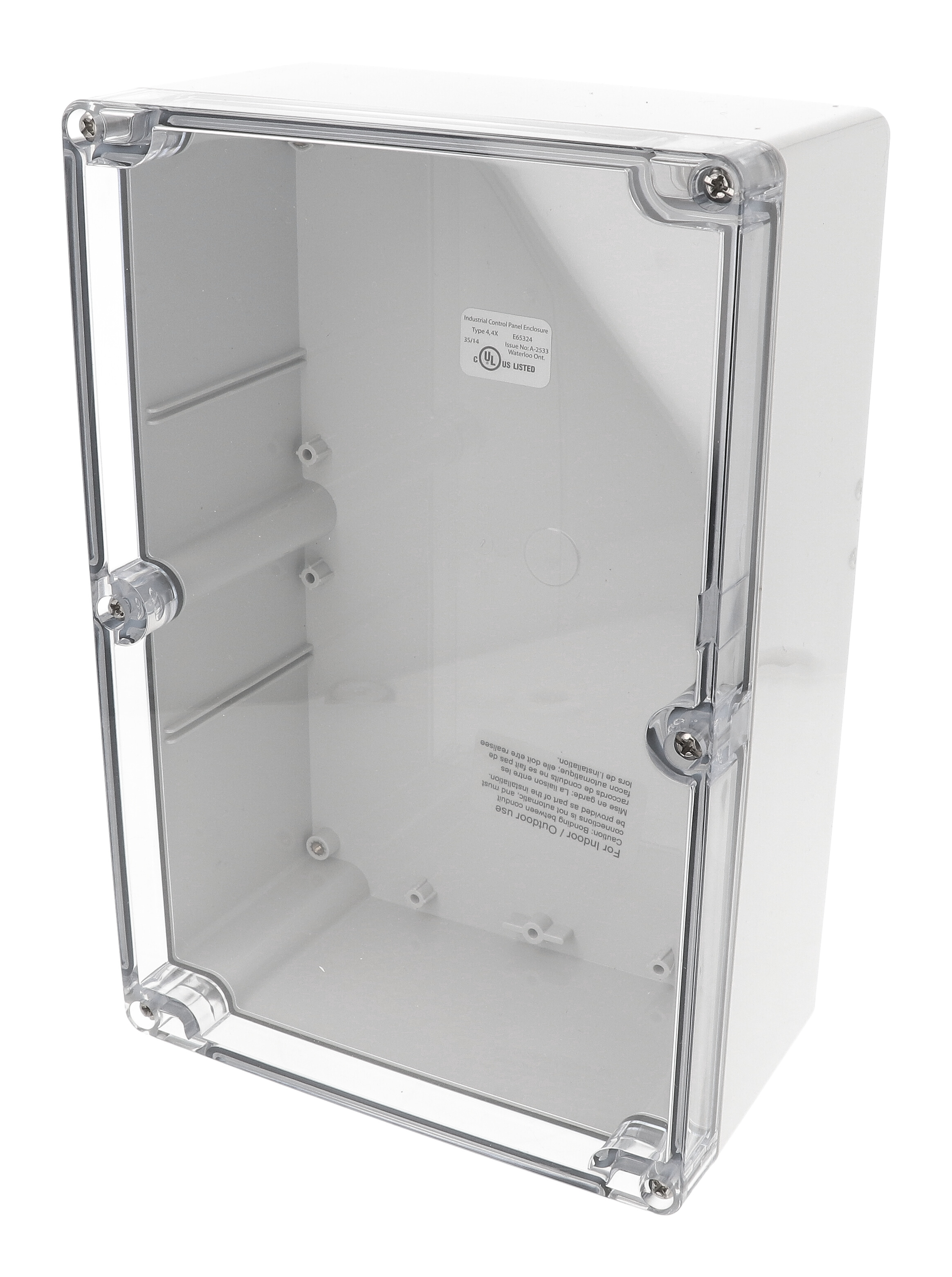 1554VA2GYCL — RAL7035 grey polycarb plastic watertight enclosure, clear lid