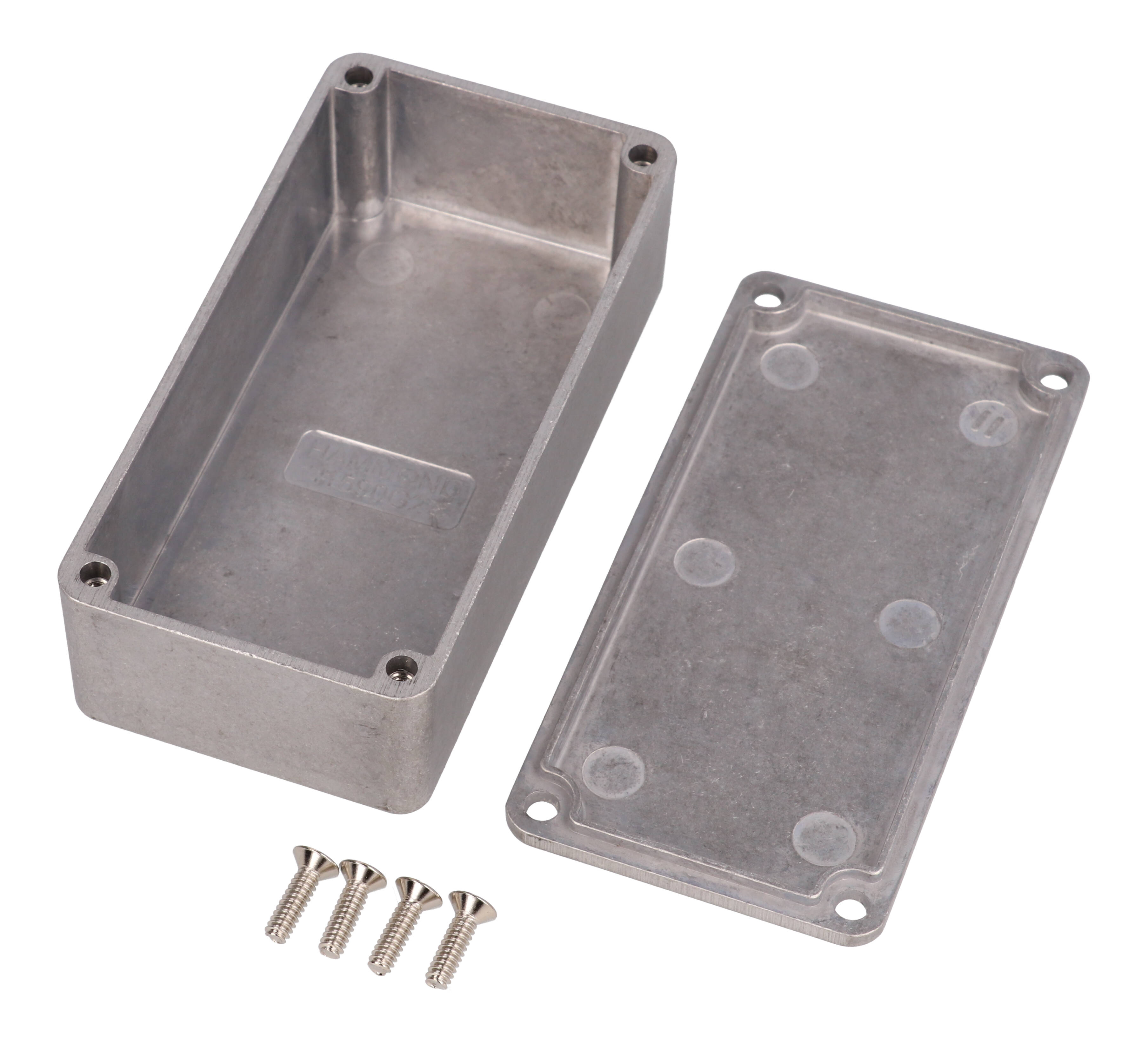 1590G2 natural diecast aluminum enclosure, 100 x 50 x 31 mm, with lid and screws
