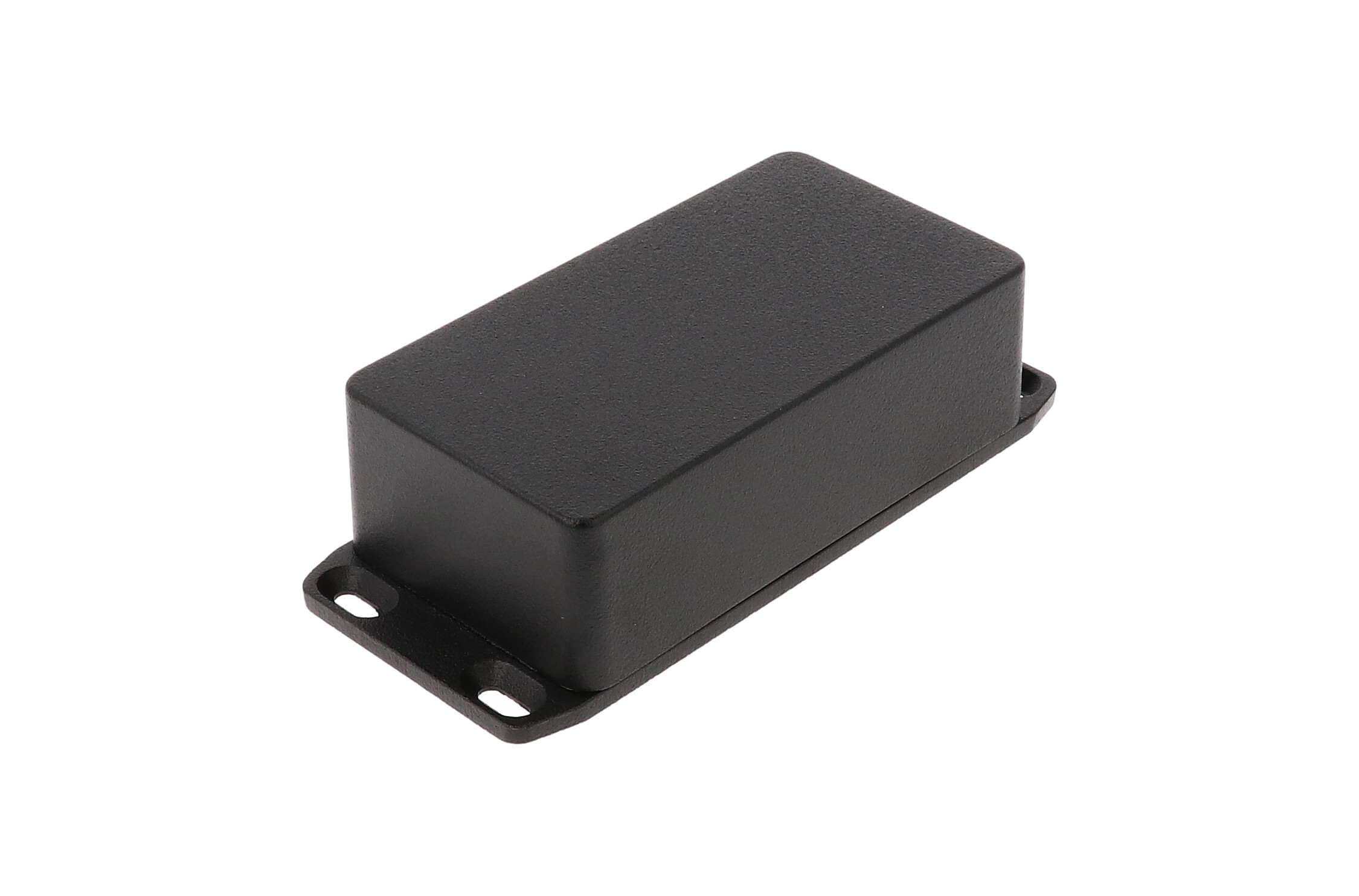 1590B2FLBK textured black diecast aluminum enclosure with flanged mounting lid