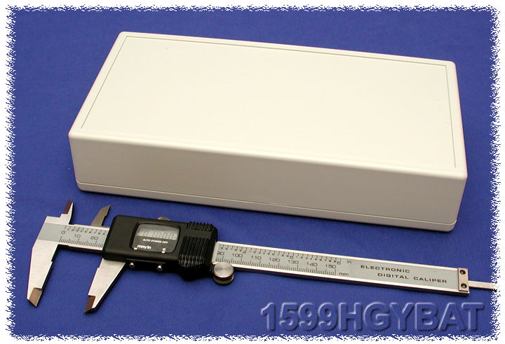1599HGYBAT light grey flame retardant handheld enclosure with battery door, 220 x 110 mm