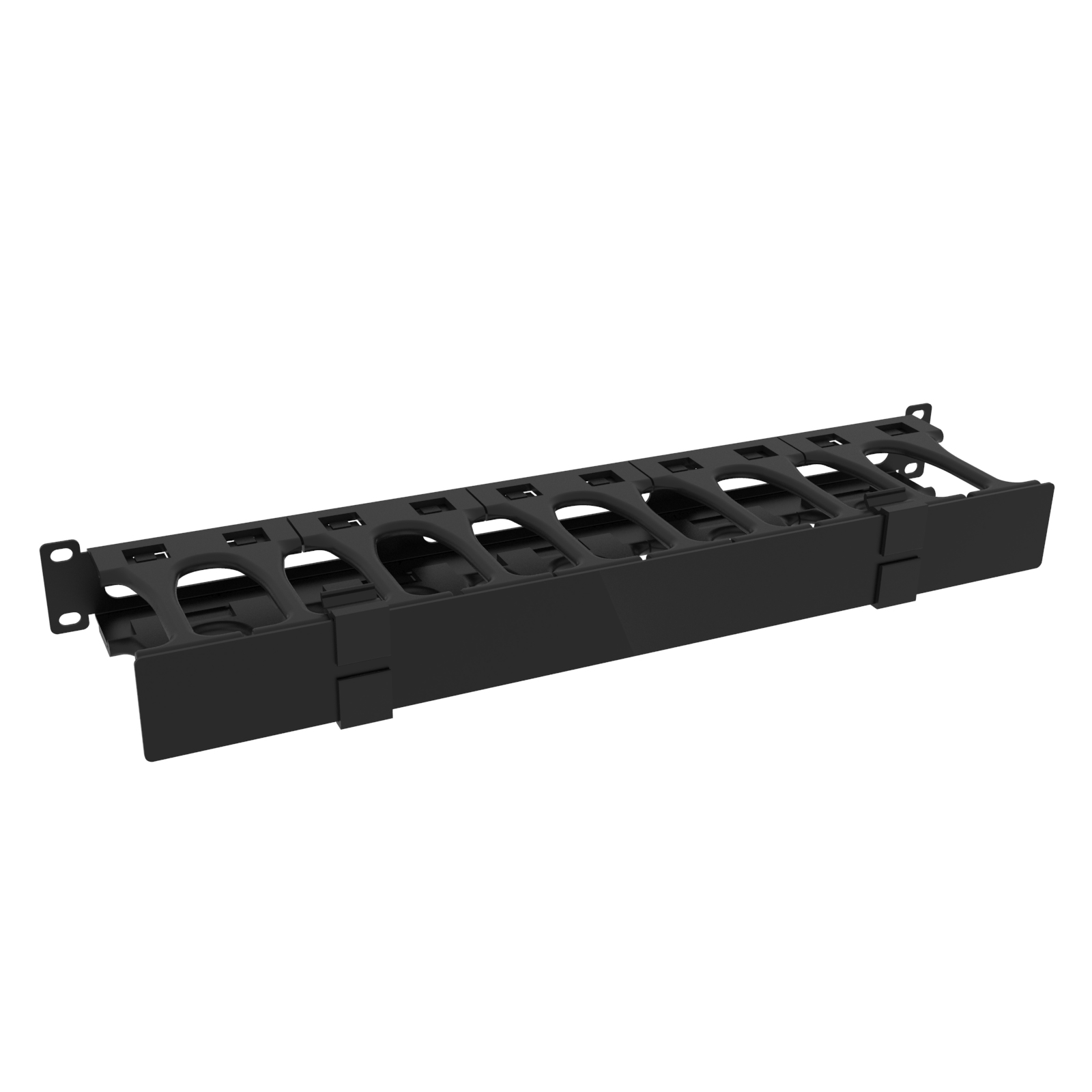 Hammond RB-HFMS1 1U single-sided horizontal finger cable manager with removable black powder coat cover for 19-inch racks