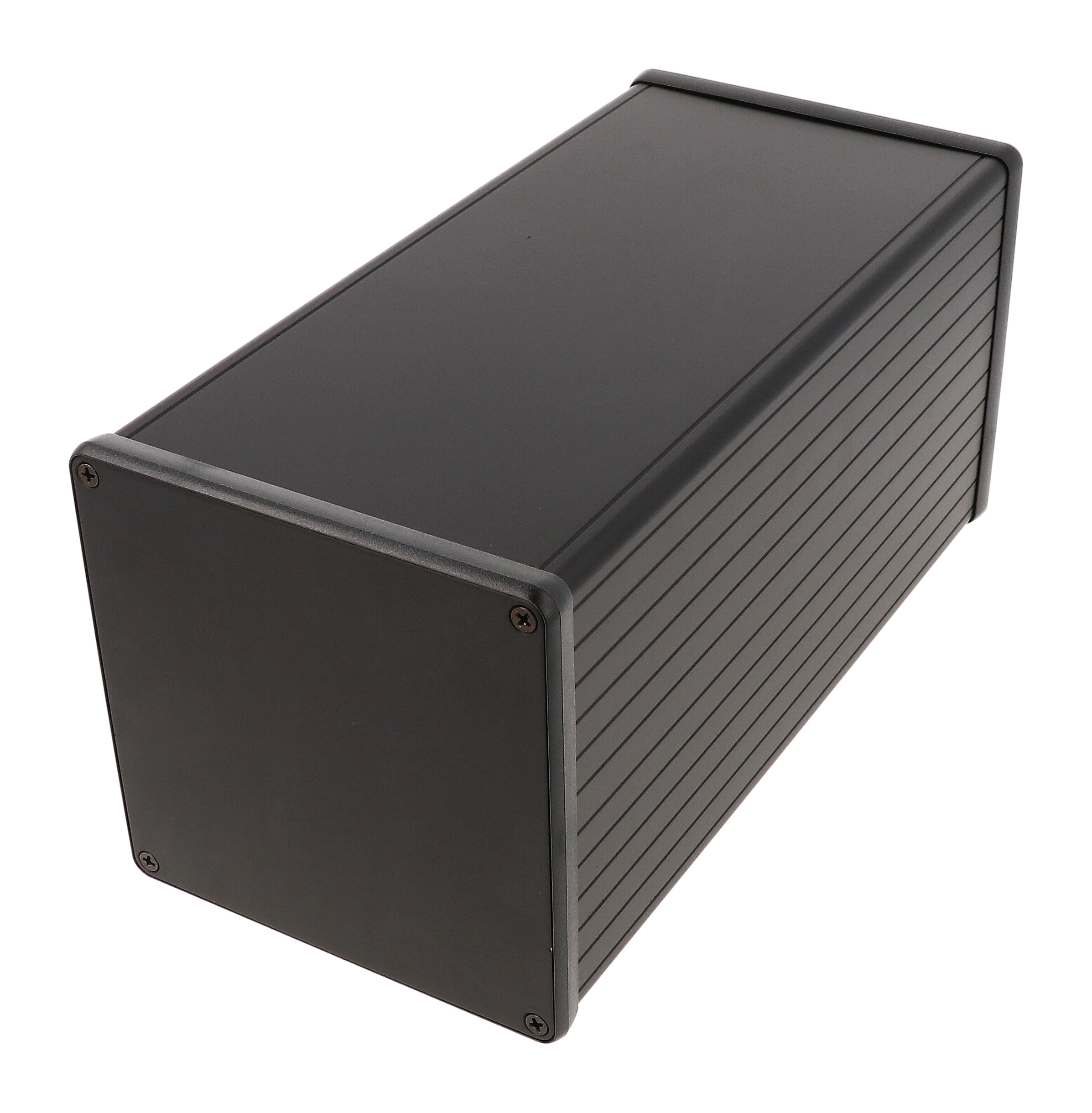 1455NS2201BK — extruded aluminum enclosure w/ metal end panels