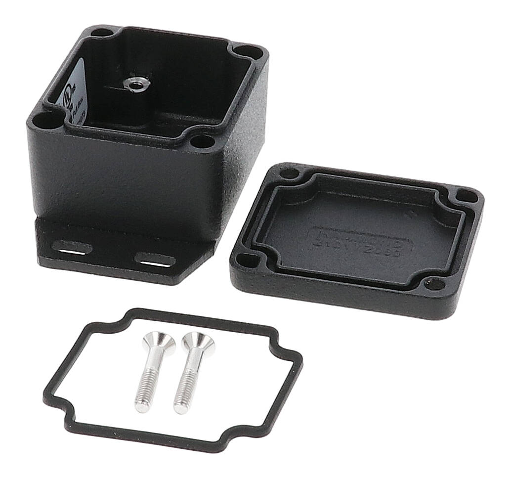 1550Z101FBK black textured flanged watertight diecast aluminum enclosure