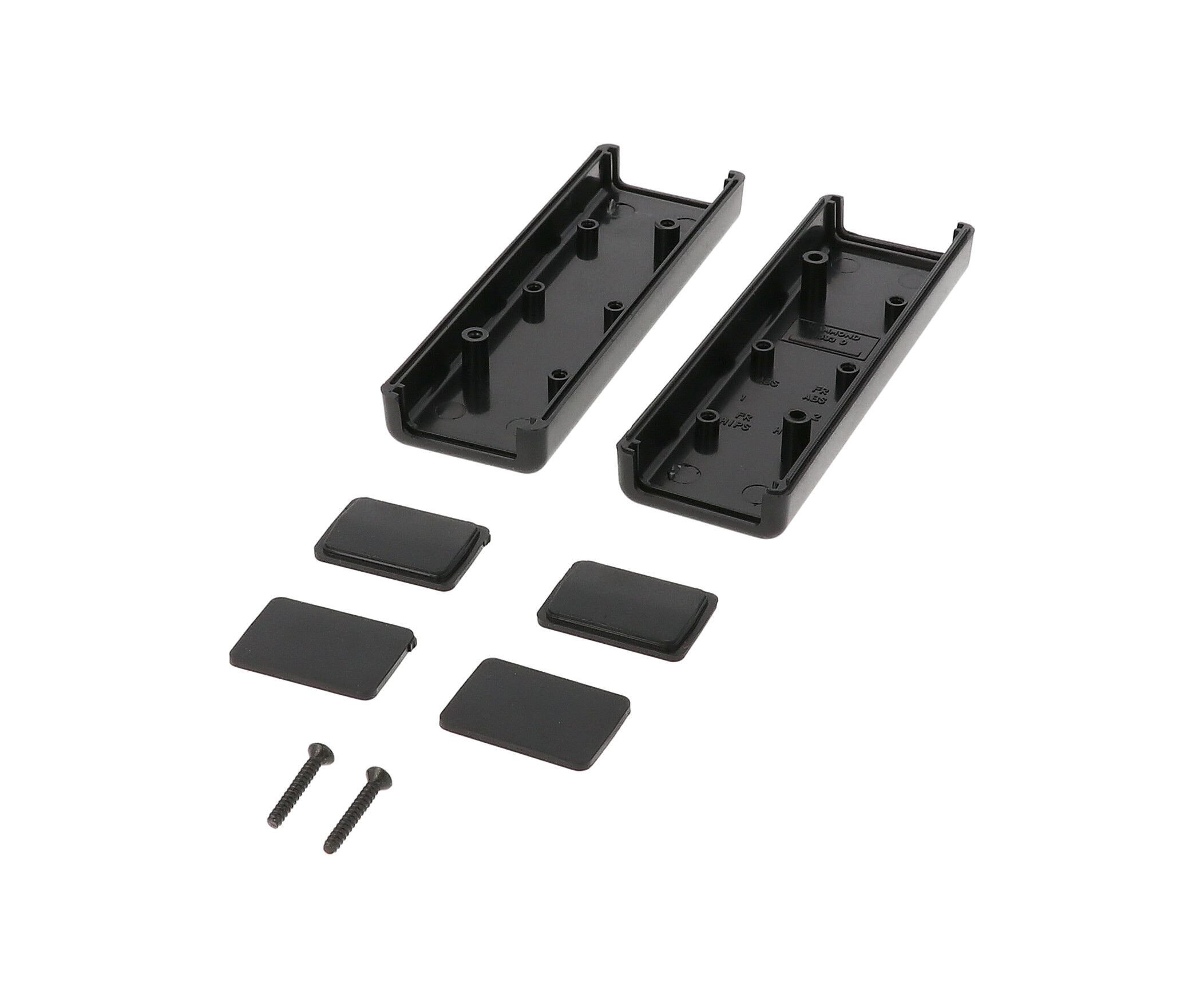 1593DBK slim black ABS hand held enclosure with end panels
