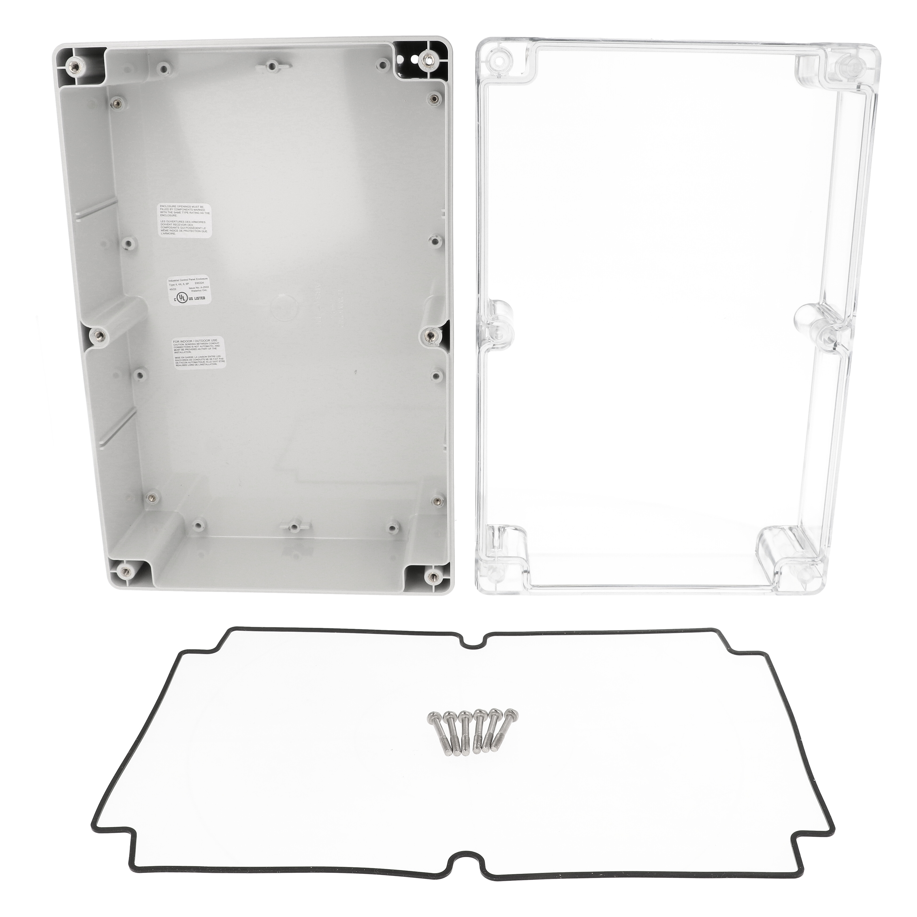 1554XA2GYCL deep 300 x 200 x 120 mm polycarbonate enclosure with clear lid