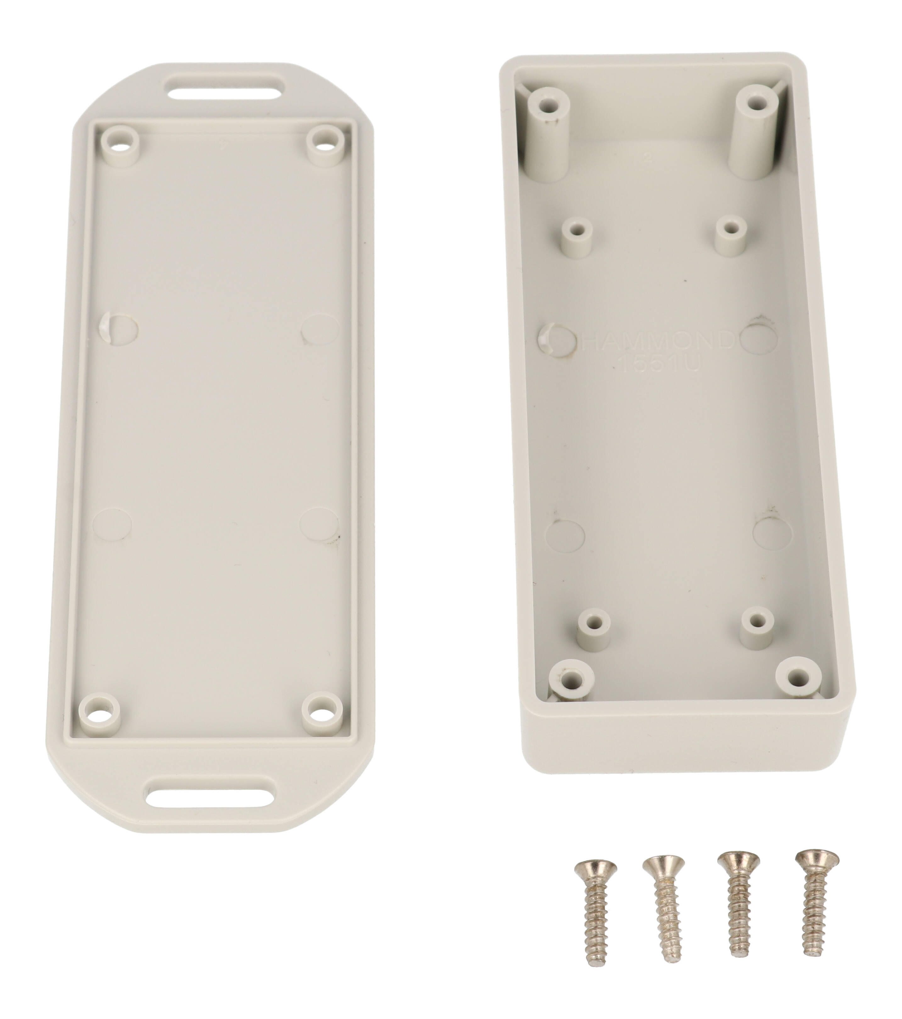 1551UFLGY grey ABS miniature enclosure, 100 x 40 x 20 mm, with flanged lid