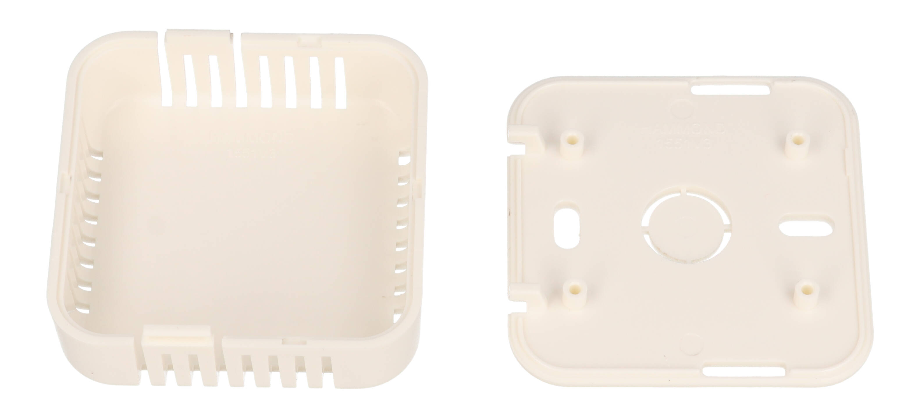 1551V3WH white vented square ABS snap-fit sensor enclosure with wall-mount base