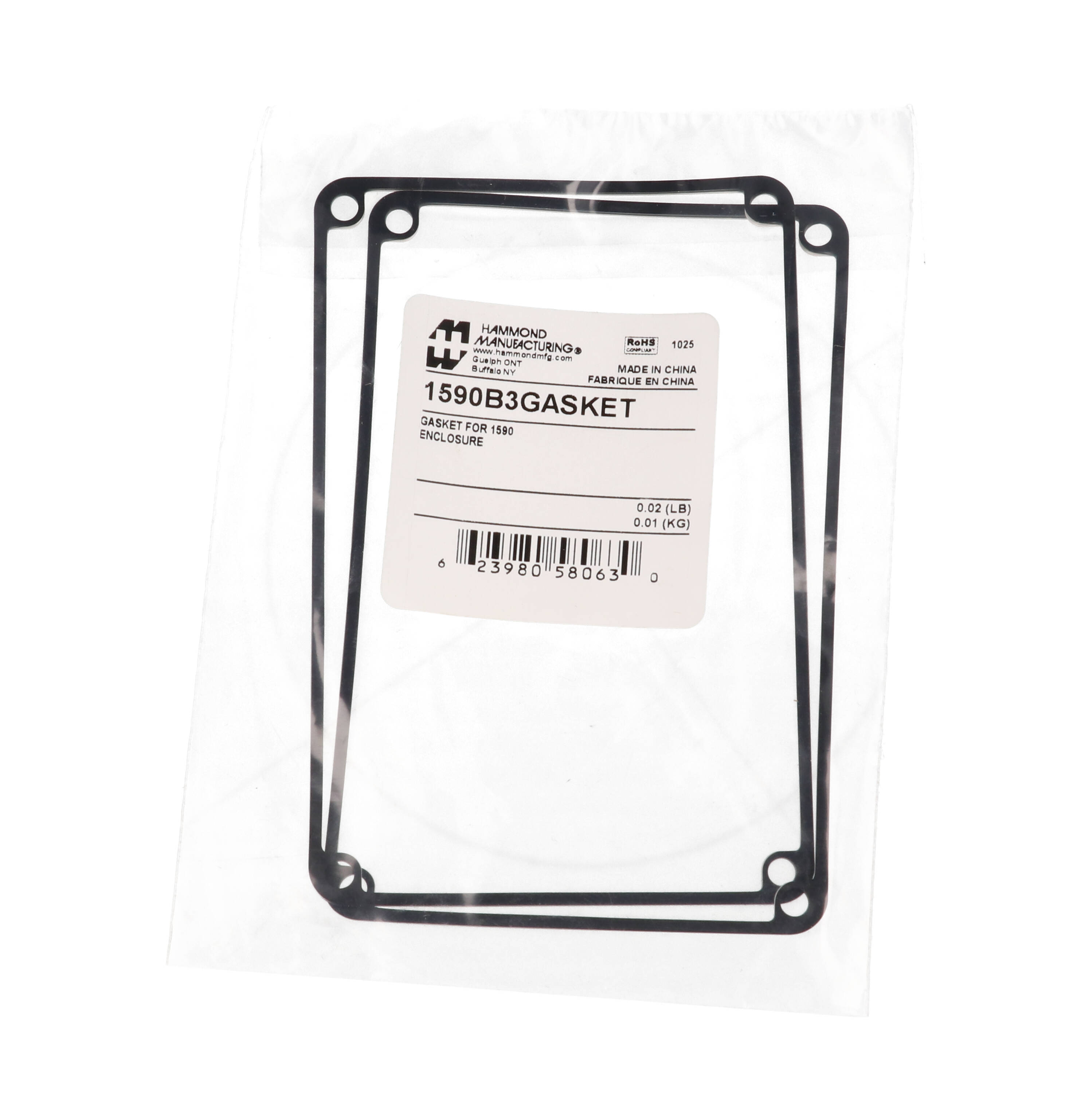 1590B3GASKET silicone lid gasket 2-pack for 1590B3 diecast enclosures