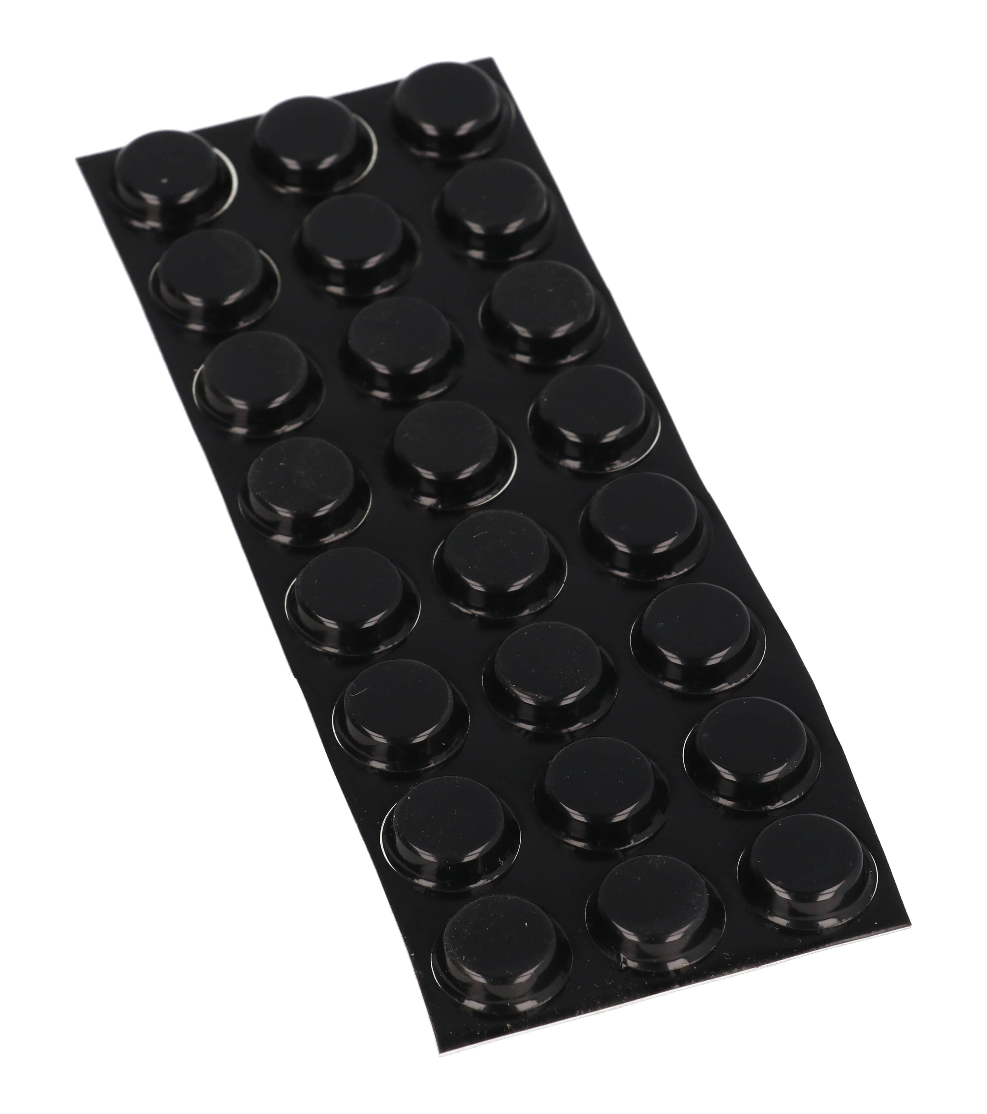 1421T2 black flat round self-adhesive rubber feet, package of 24