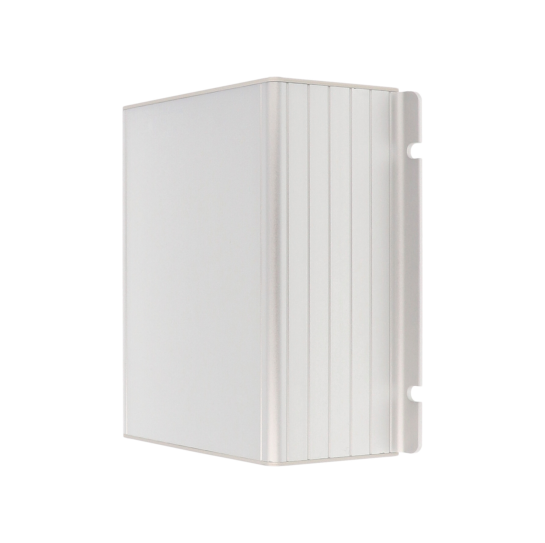 1455NF1201 clear anodized extruded aluminum enclosure with integrated slotted mounting flanges