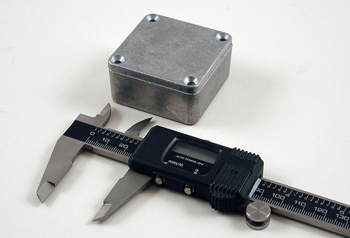 1590LLB natural diecast aluminum enclosure, 51 x 51 x 25 mm, slim square box with lid