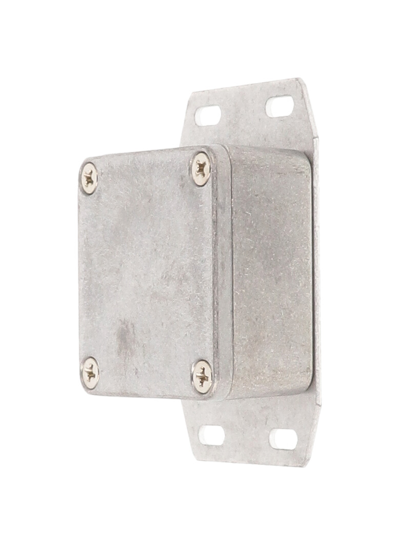 1590LLBF natural diecast aluminum enclosure with welded bottom flange, 51 x 51 x 25 mm